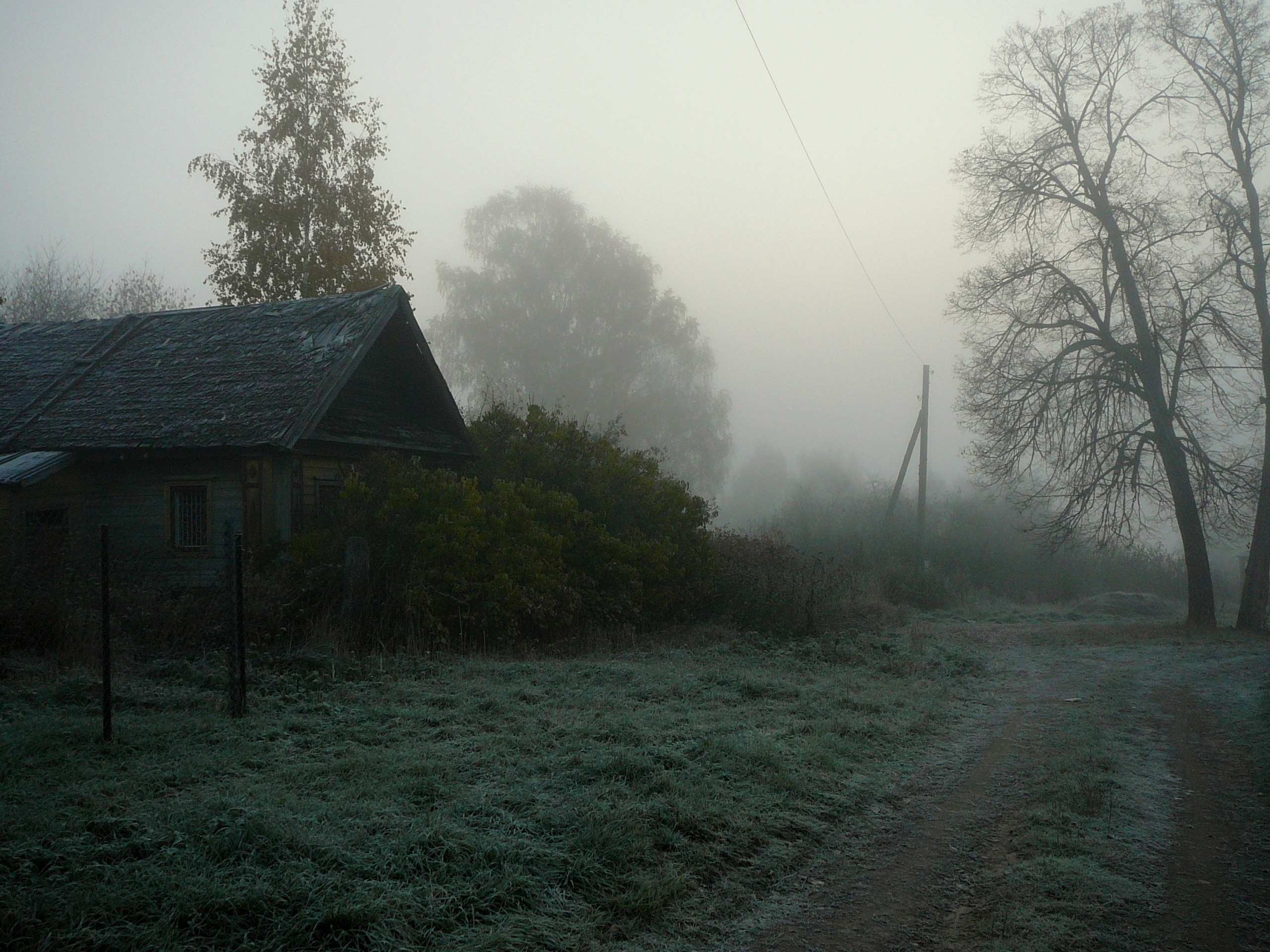 Country house, Foggy road, Eerie ambiance, Mystical beauty, 2560x1920 HD Desktop