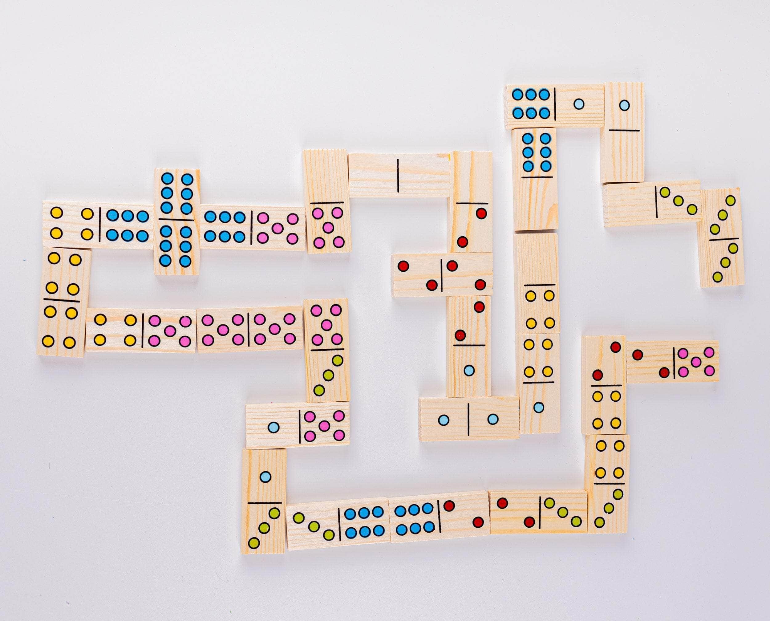 Dominoes: A wooden kids' set of a popular easy-to-play board game of Chinese origin. 2500x2020 HD Wallpaper.