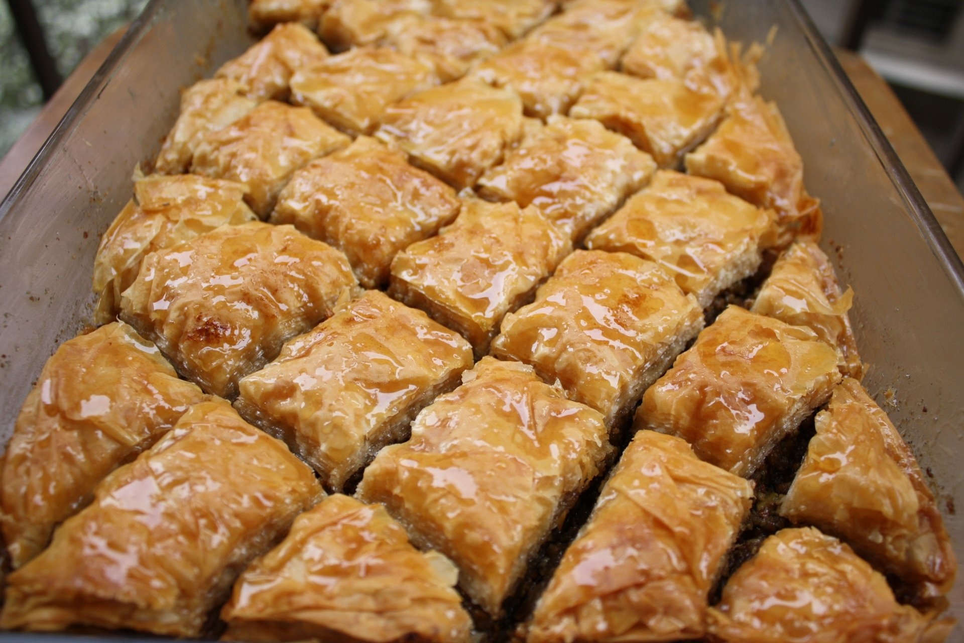 Baklava: A rosewater-scented filling and is cut into diamond-shaped pieces. 1920x1280 HD Background.