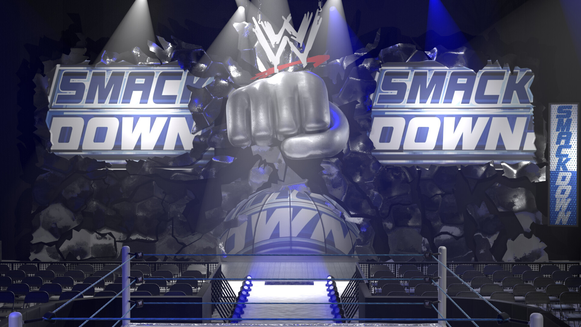 Vincent Haws creation, SmackDown arena, Early 2000s nostalgia, Wrestling history, 1920x1080 Full HD Desktop