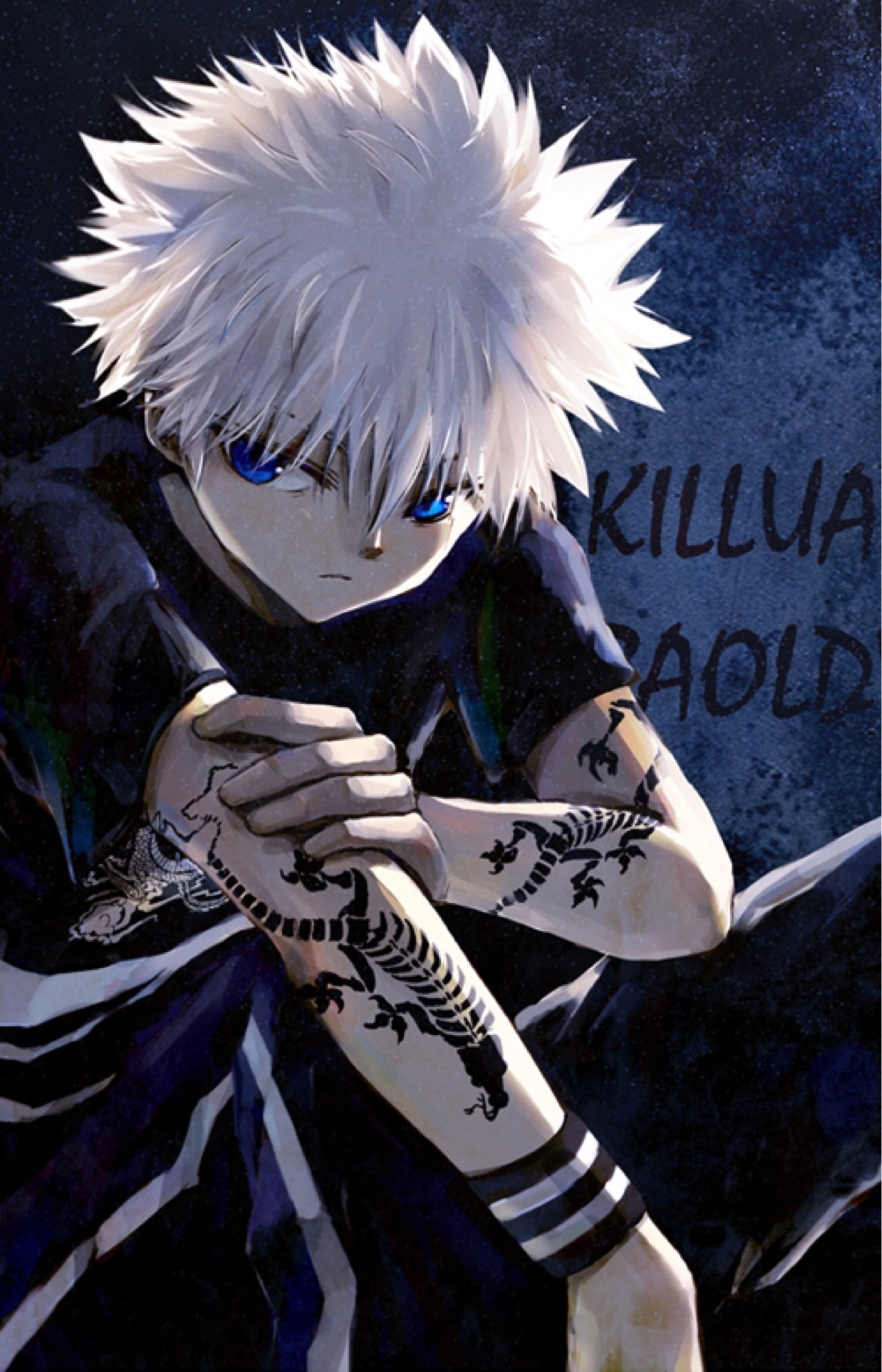 Killua Zoldyck, Fanpop wallpaper, Anime series, Black and white design, 1290x2000 HD Phone