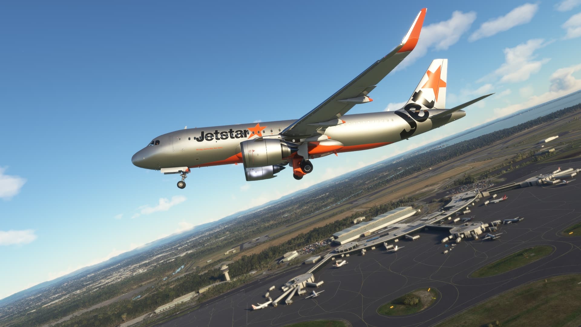 Jetstar, Lucky user screenshot, Microsoft Flight Simulator, Brisbane to Cairns, 1920x1080 Full HD Desktop