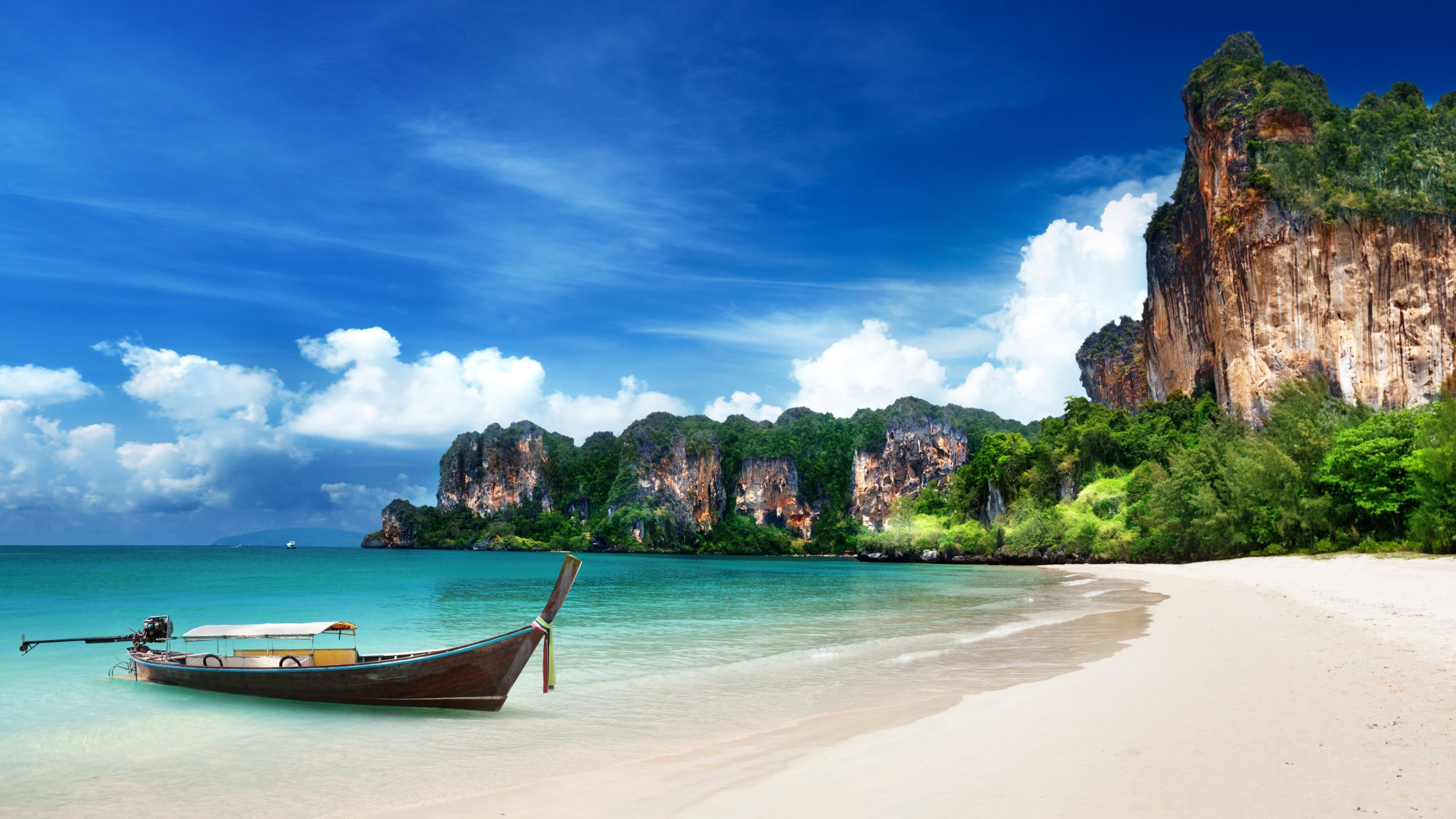 Krabi wallpapers, Limestone cliffs, Emerald waters, Tropical oasis, 3840x2160 4K Desktop