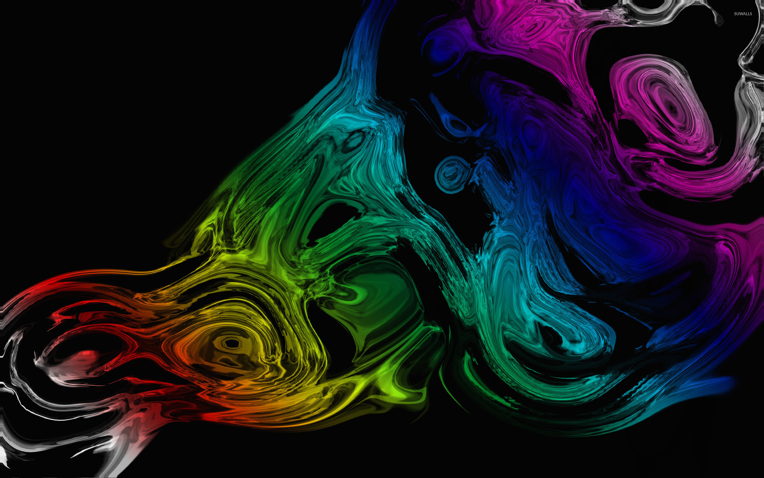 Rainbow Colors: Multitone liquid, Abstract asymmetry, Painting. 2560x1600 HD Wallpaper.