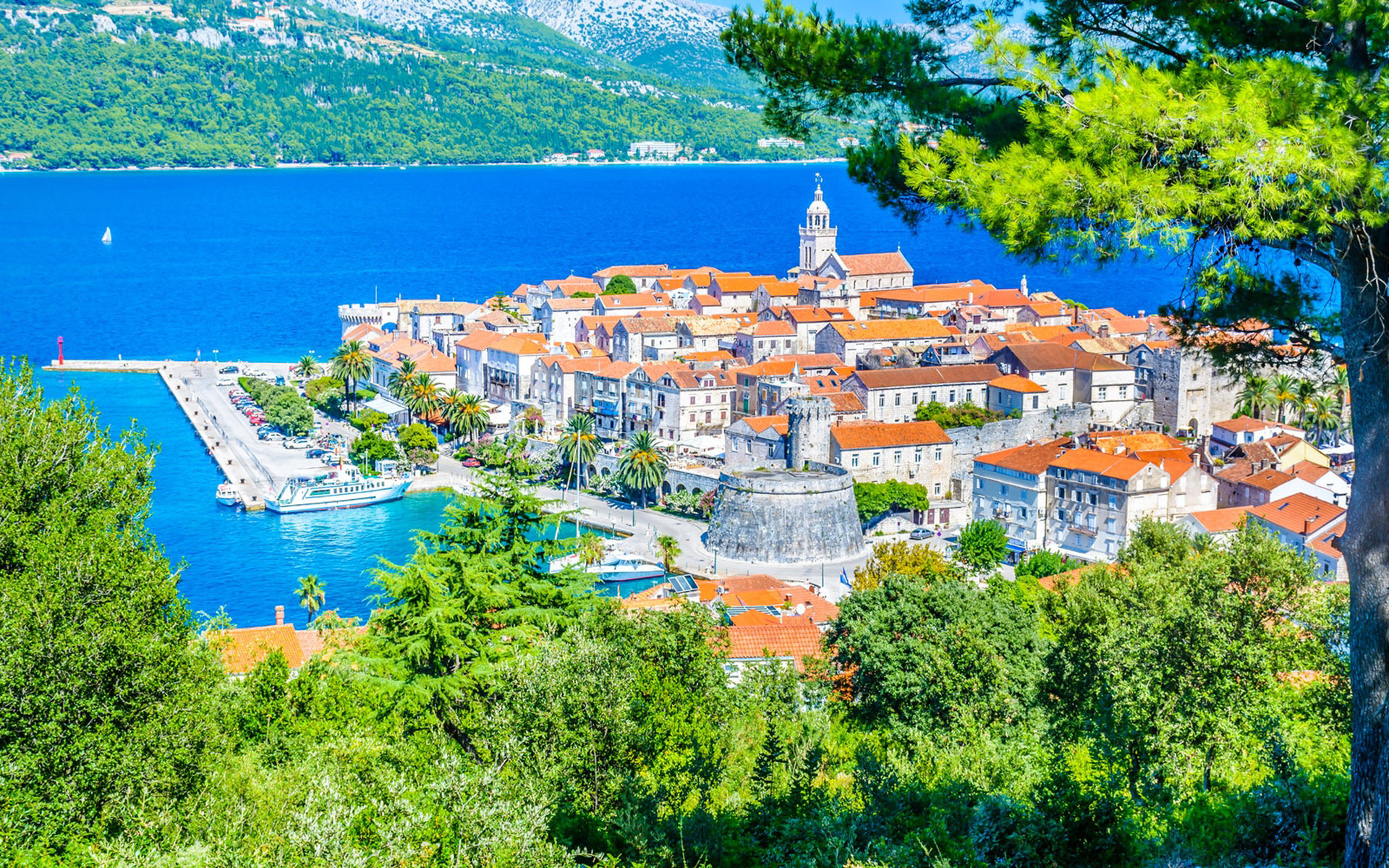 Korcula, Adriatic sea, Aerial view, Island beauty, 1920x1200 HD Desktop