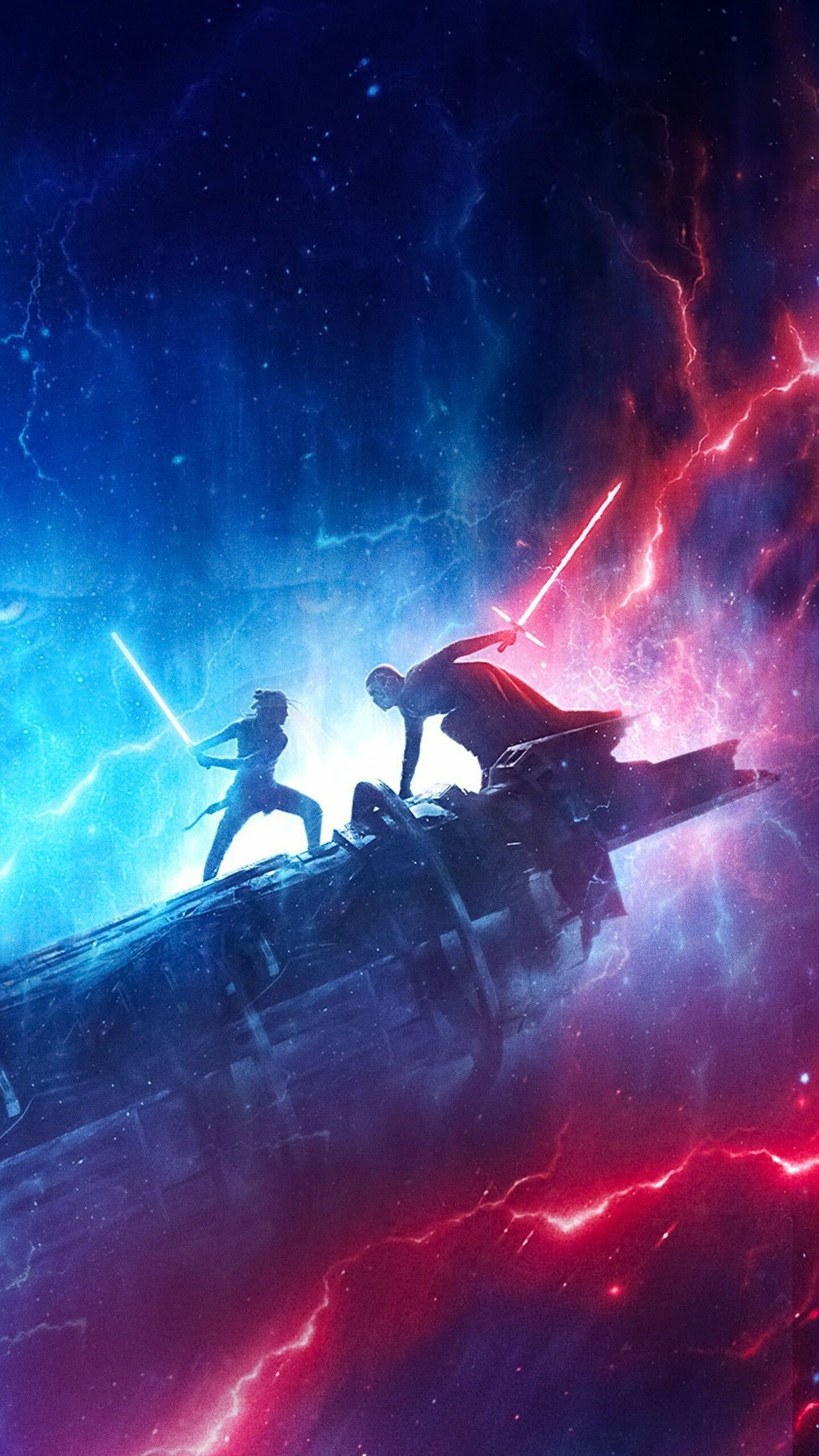 Star Wars: The Rise of Skywalker, Rey, Finn, and Poe Dameron. 1440x2560 HD Background.