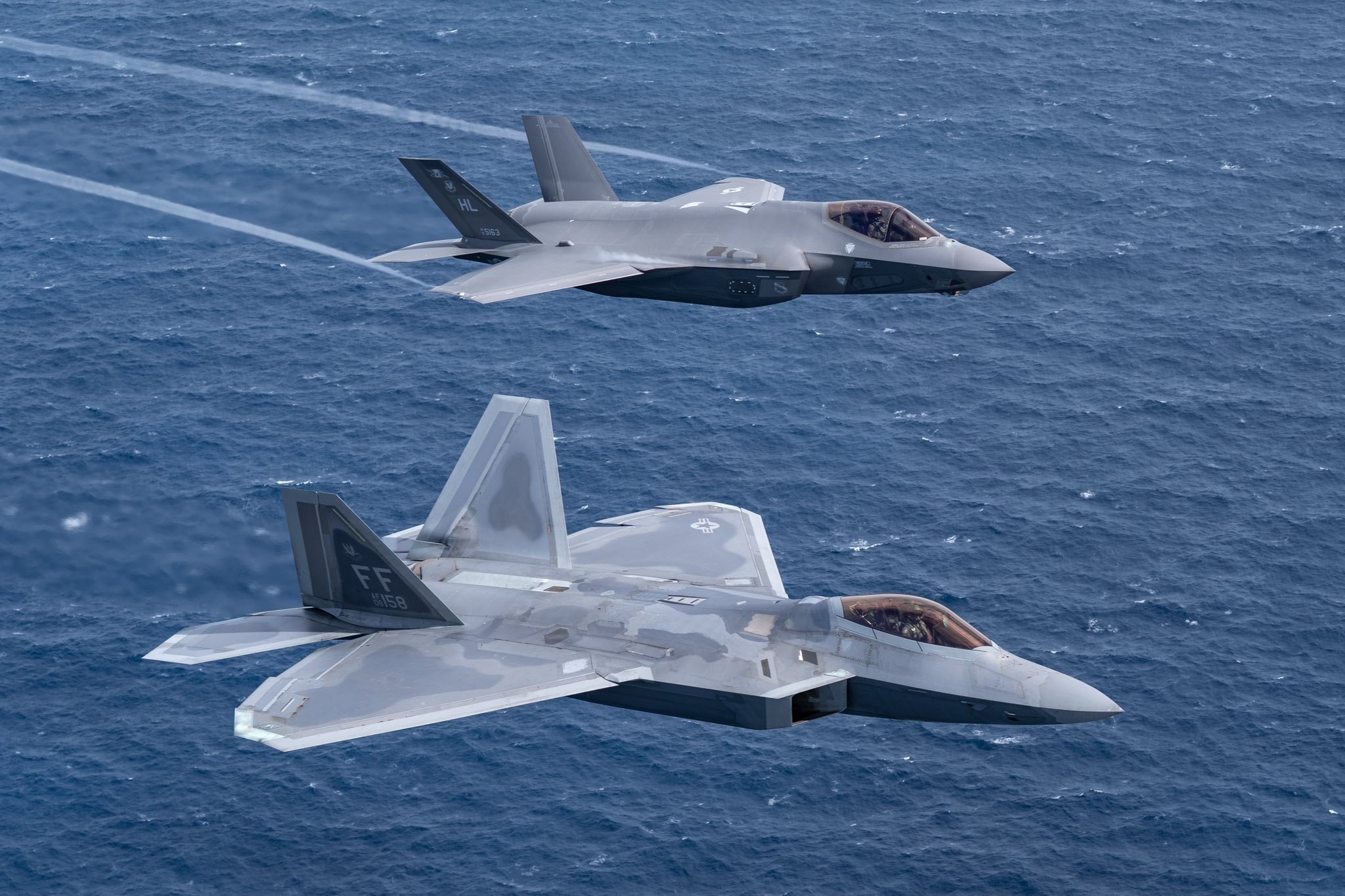F-22 Raptors, Chinese muscle flexing, F-22s deployed, Asia in big numbers, 2050x1370 HD Desktop