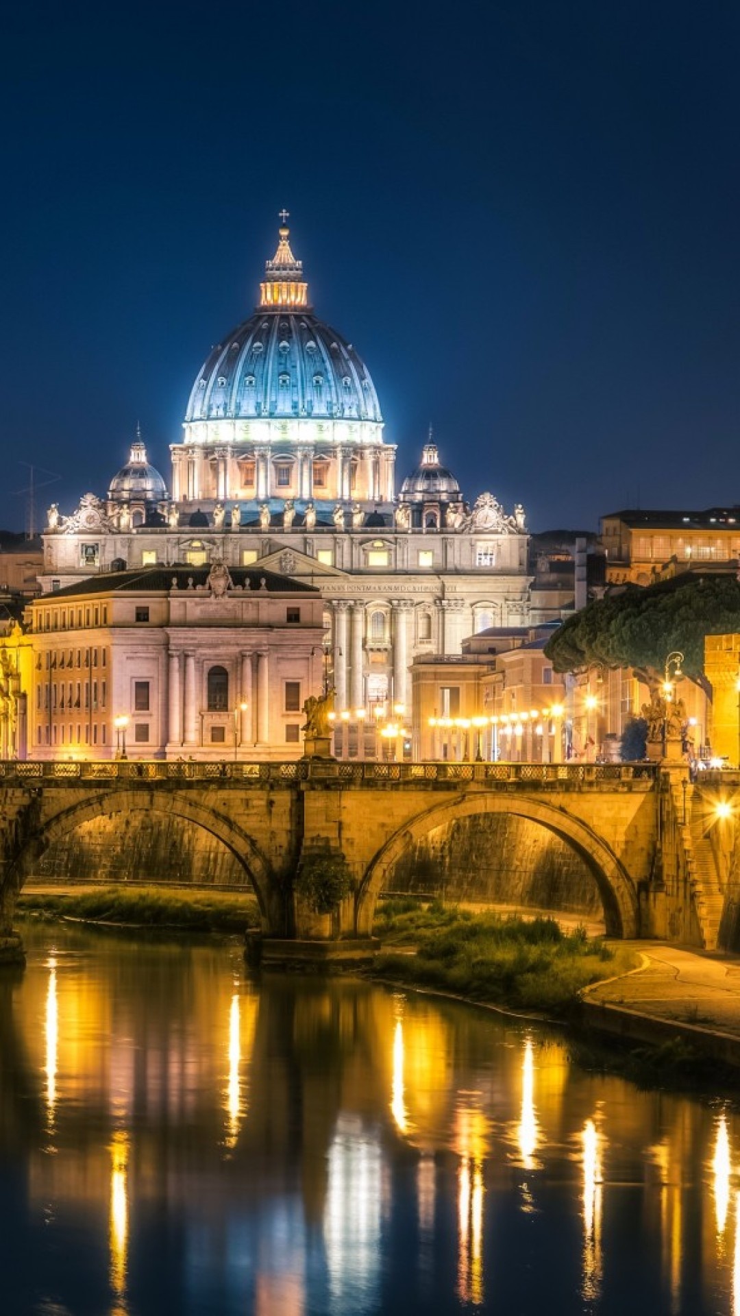 Rome: St. Angelo bridge, Italy, Tourism, Travel, Architecture. 1080x1920 Full HD Wallpaper.