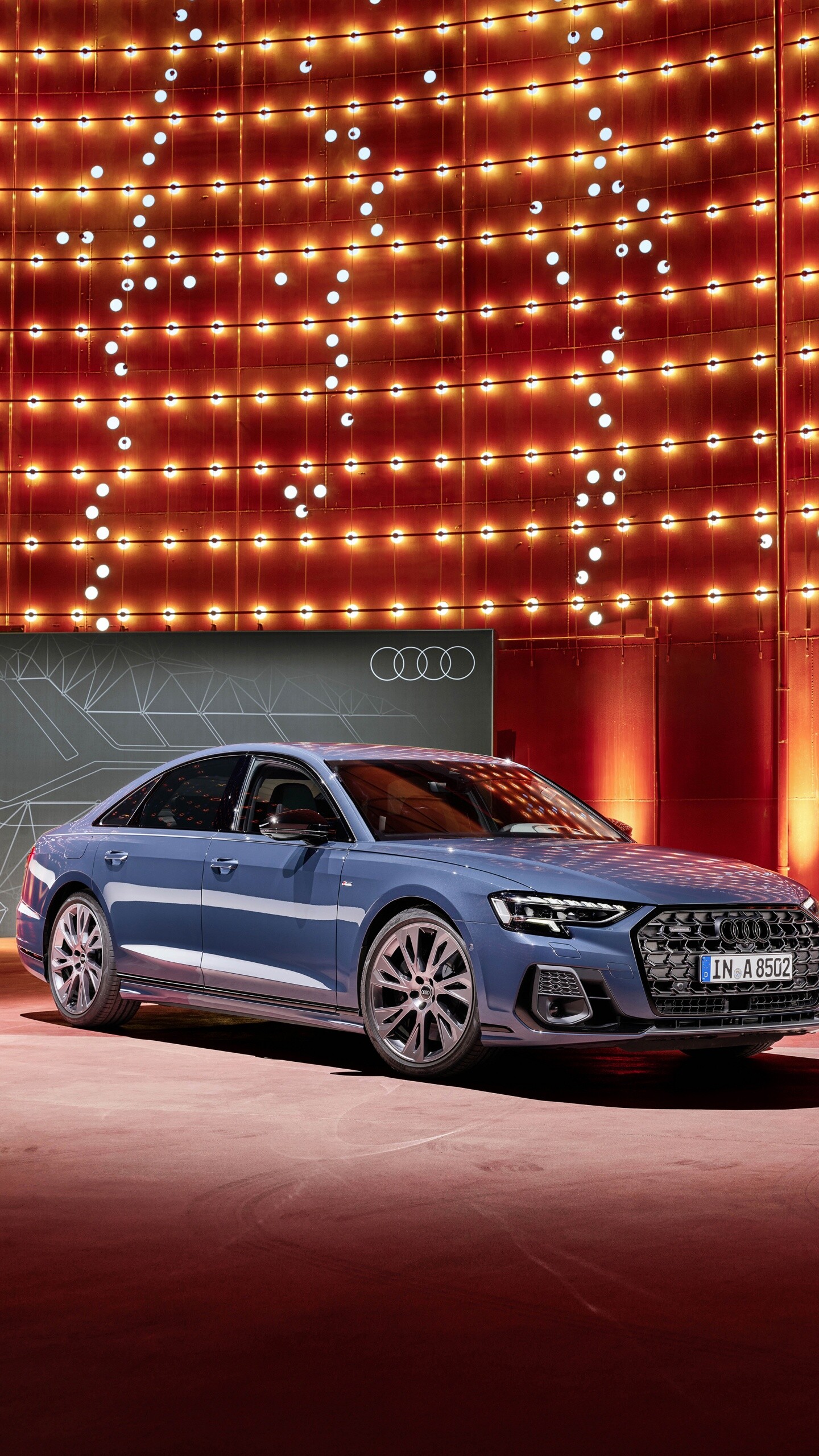 Audi A8: Audi's flagship sedan, Features a smooth, powerful turbocharged V6, Quattro S line. 1440x2560 HD Background.