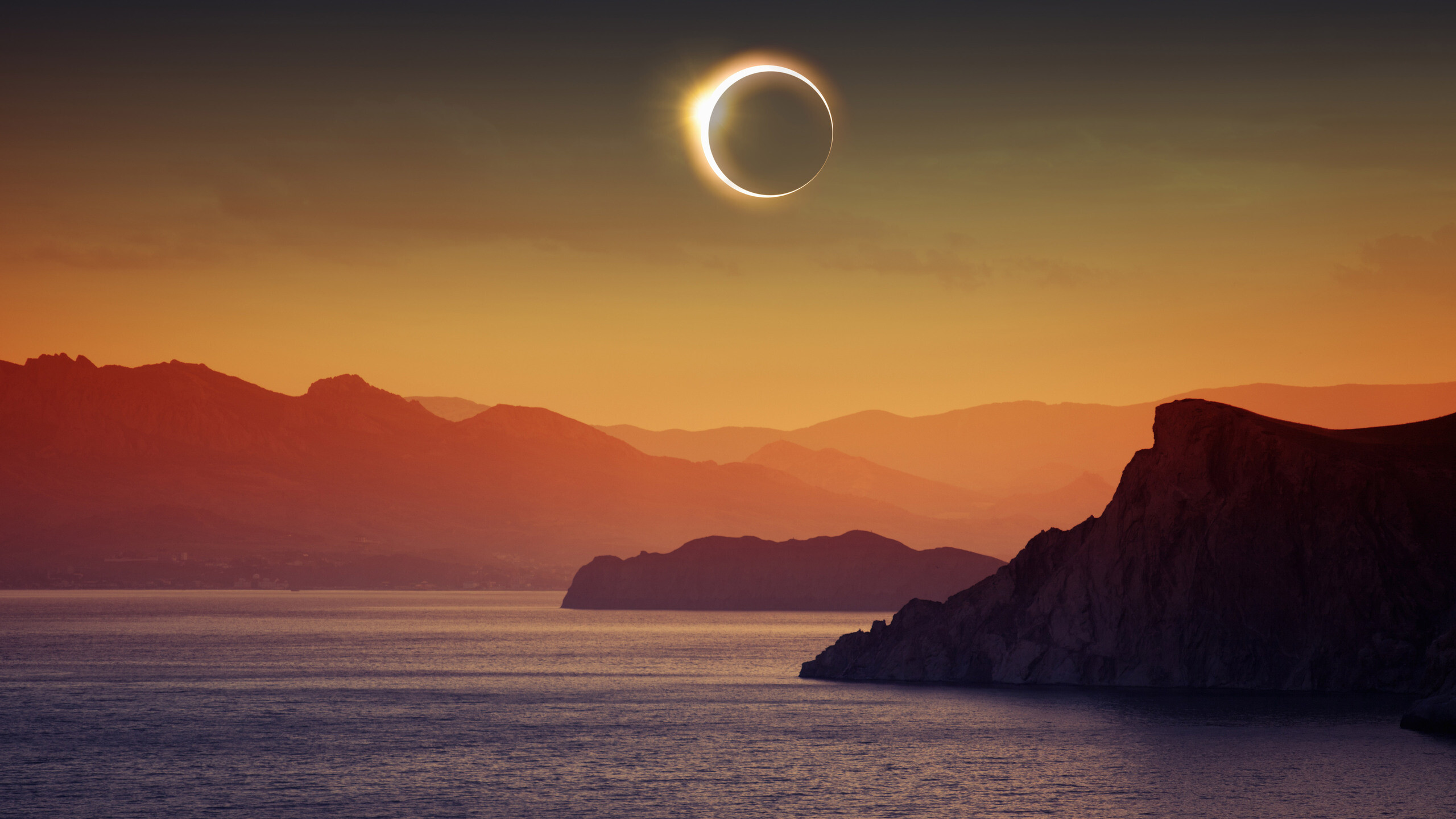 Solar eclipse, 4K, 1440p resolution, 2560x1440 HD Desktop