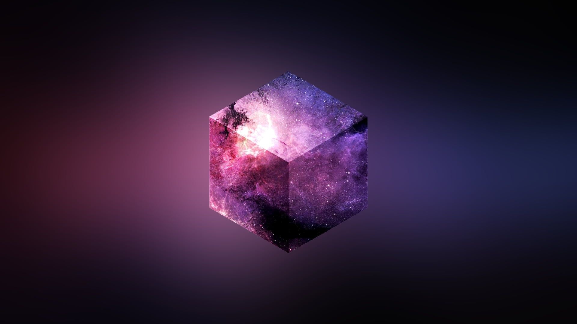 Purple and Black Cube, Mysterious vibes, Dark aesthetic, Contrasting colors, Enigmatic puzzle, 1920x1080 Full HD Desktop