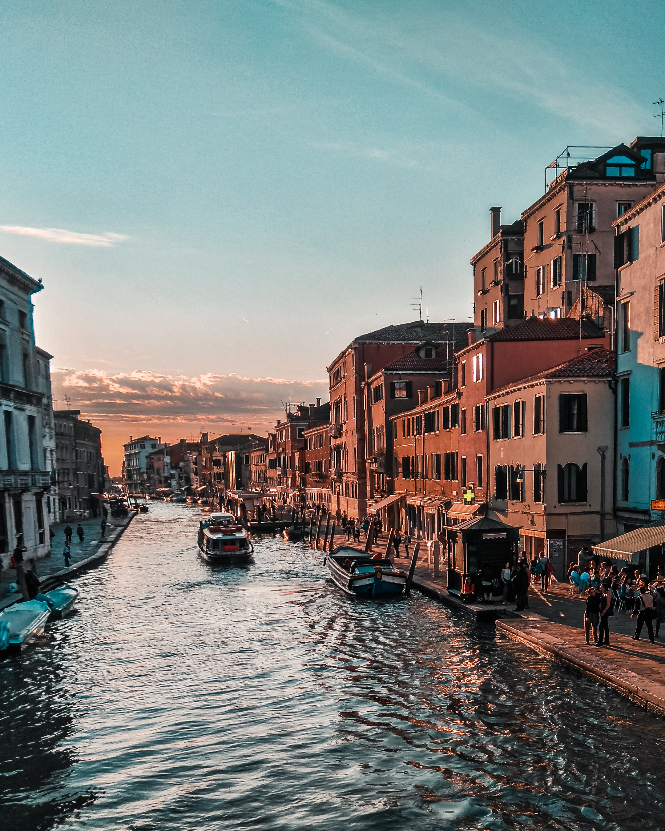 Water Taxi: Speed boats, Passing through Venetian Canals, Admiring the landscape of Venice. 2160x2700 HD Background.