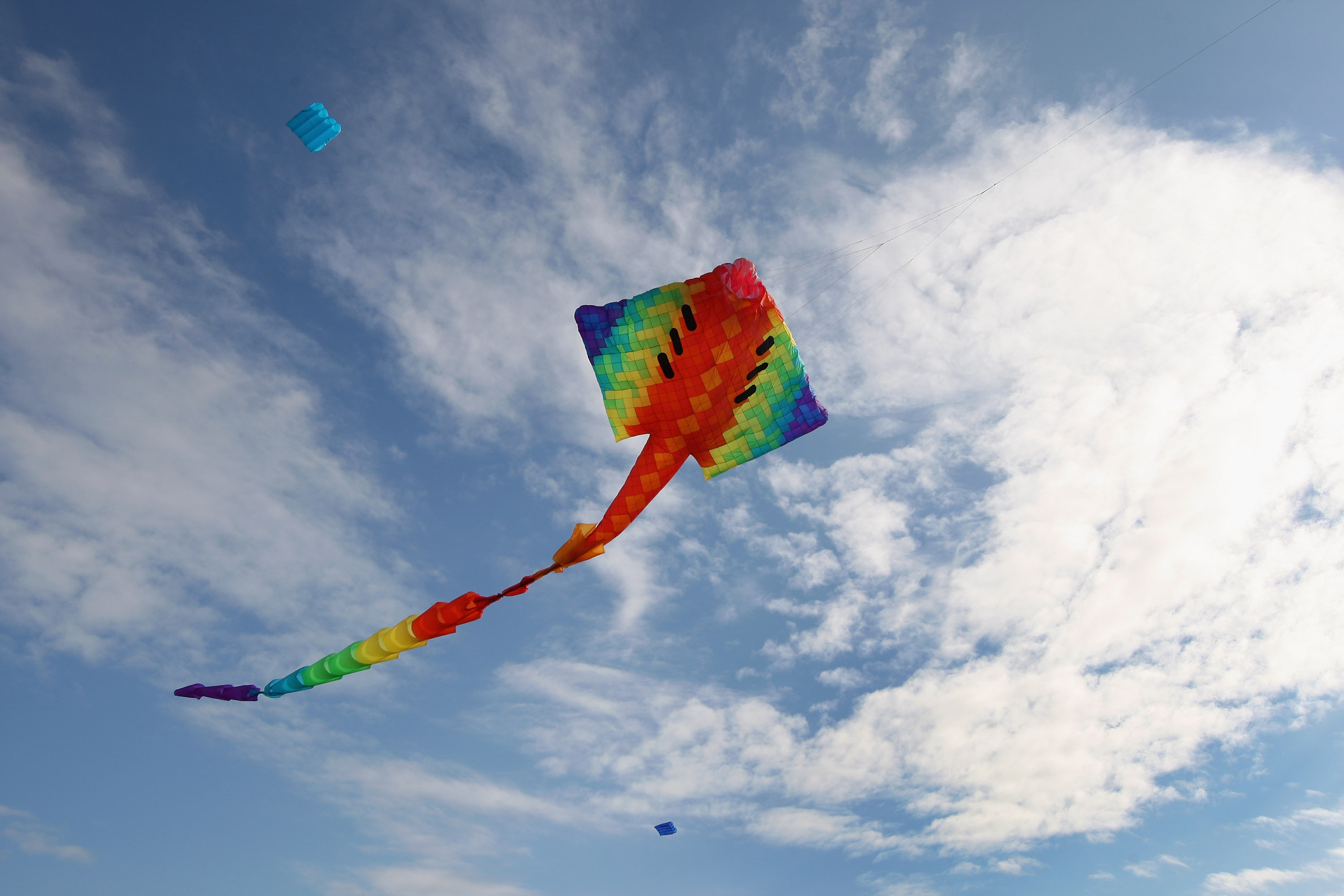Kite Flying: 2-meter wingspan deltas, Popular rainbow kite, The all-Thailand championships. 3000x2000 HD Background.