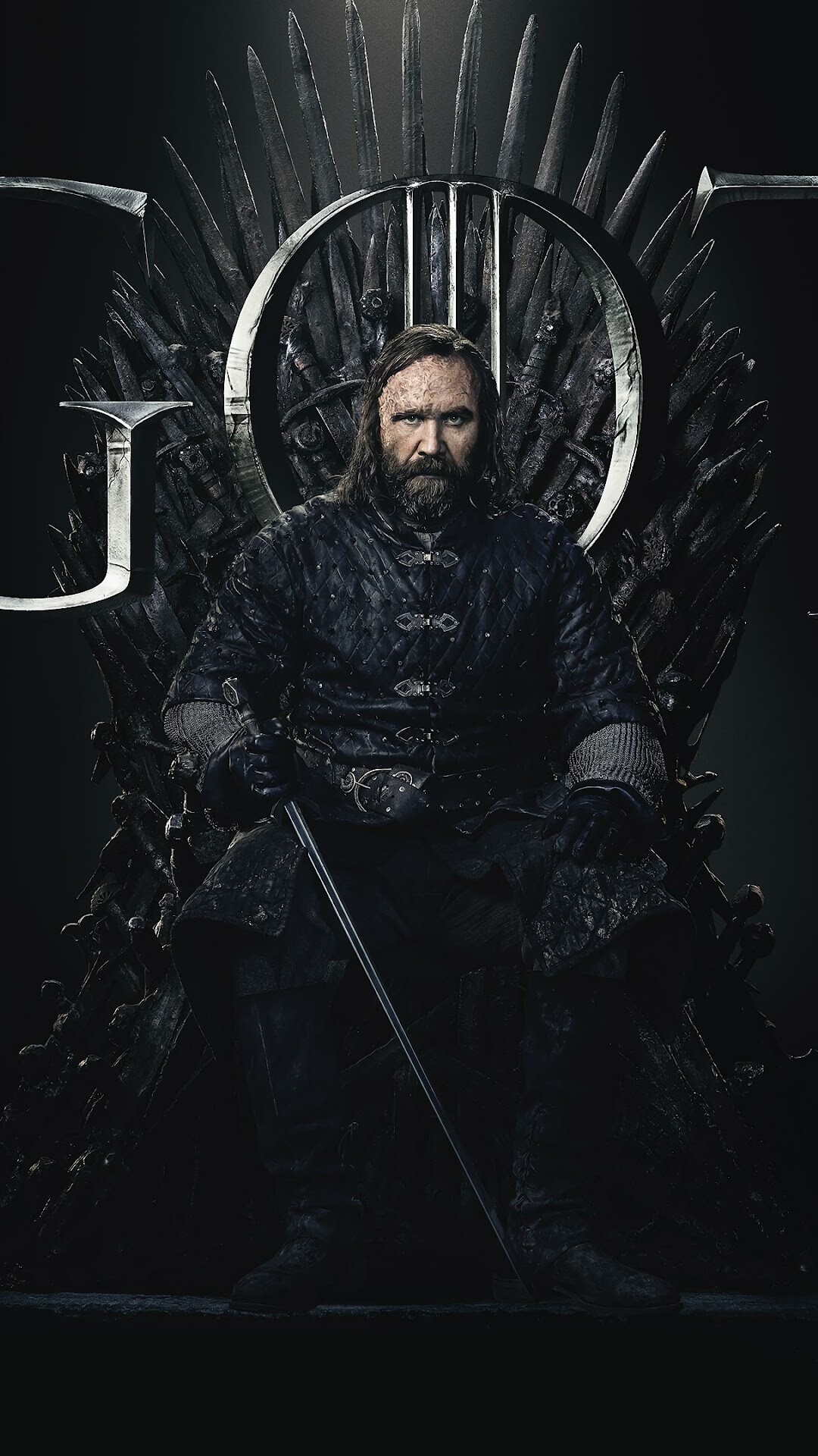 Game of Thrones: Sandor Clegane, nicknamed the Hound, Season 8, Iron Throne. 1080x1920 Full HD Background.