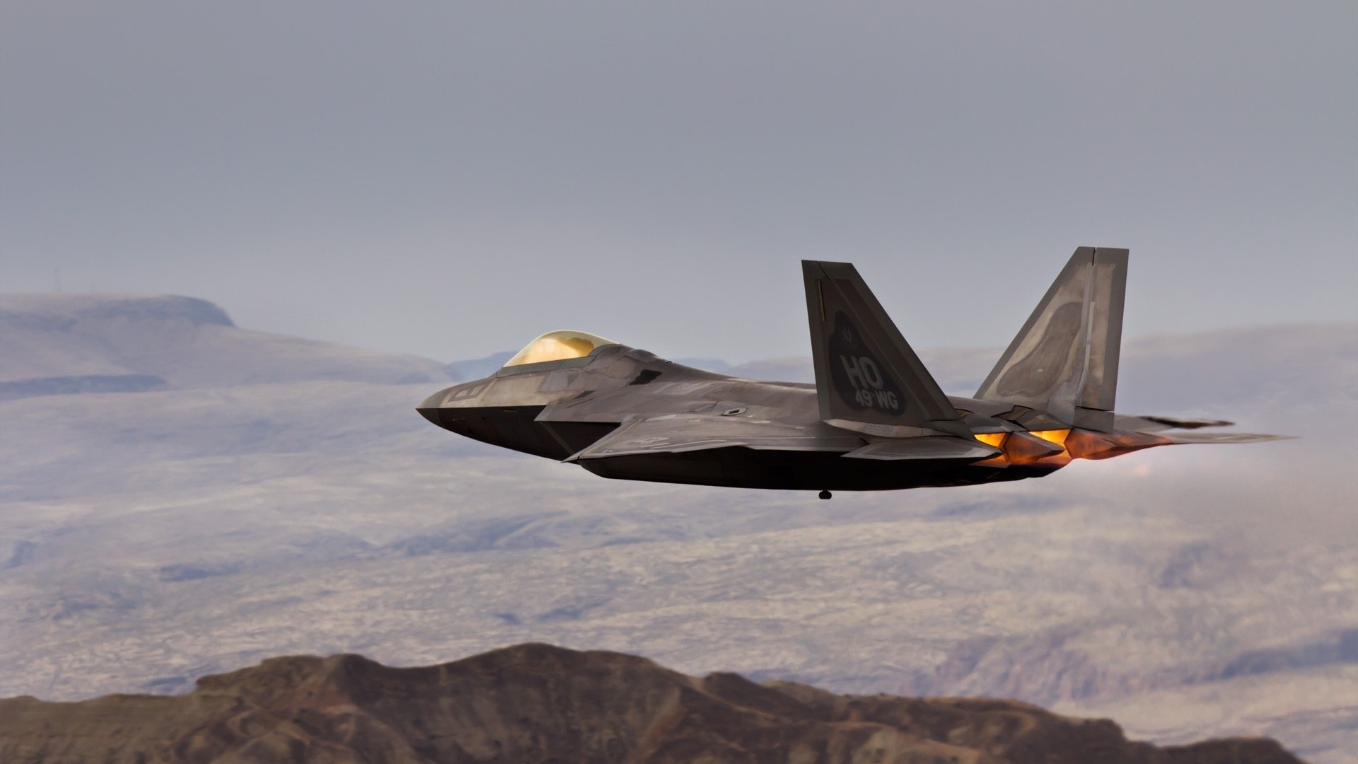 F-22 Raptor, Military aircraft, Mountainous landscapes, Air force, 1920x1080 Full HD Desktop