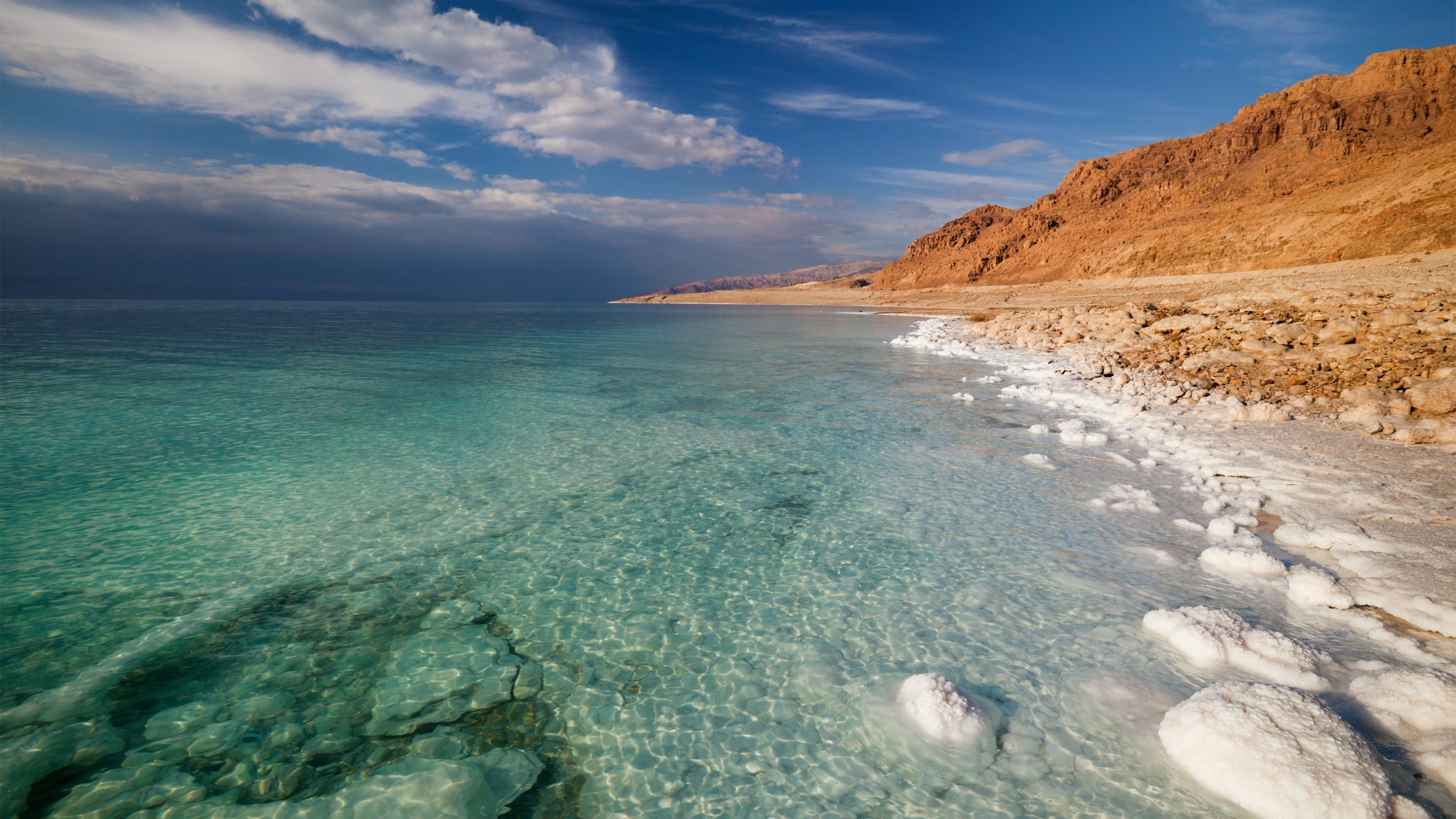 Dead Sea, Travels, Saltwater lake, Jordan, 3840x2160 4K Desktop