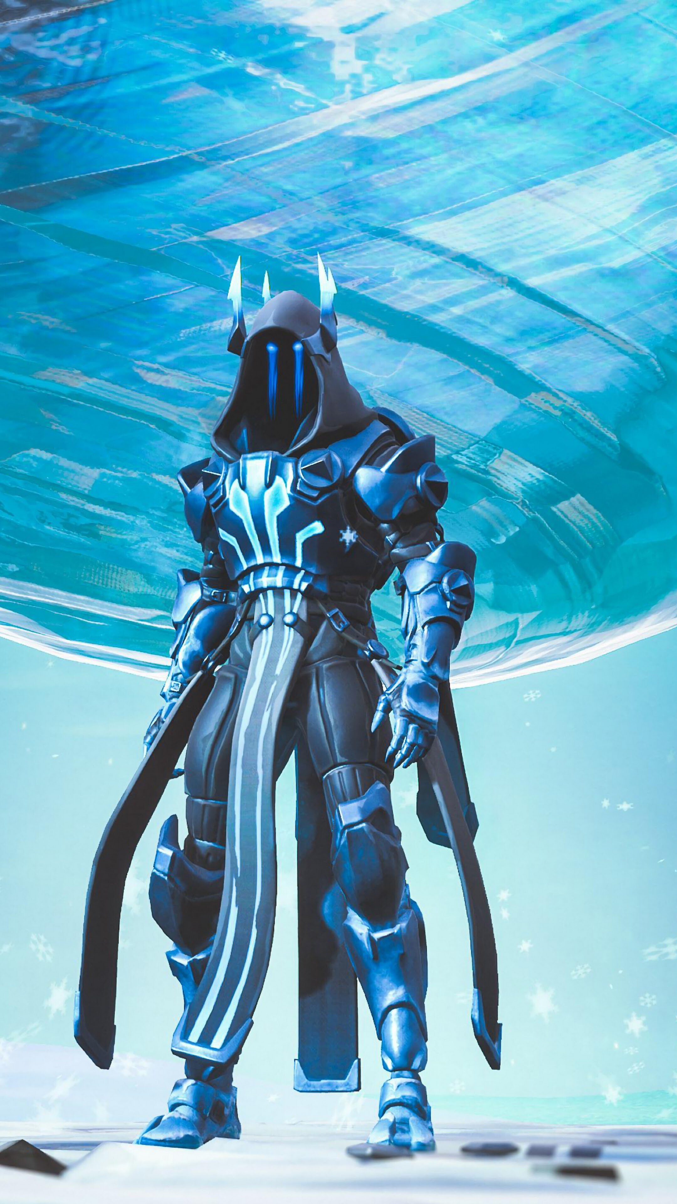Fortnite: The Ice King, A Legendary Outfit that could be unlocked at Tier 100 of the Season 7 Battle Pass. 2160x3840 4K Background.