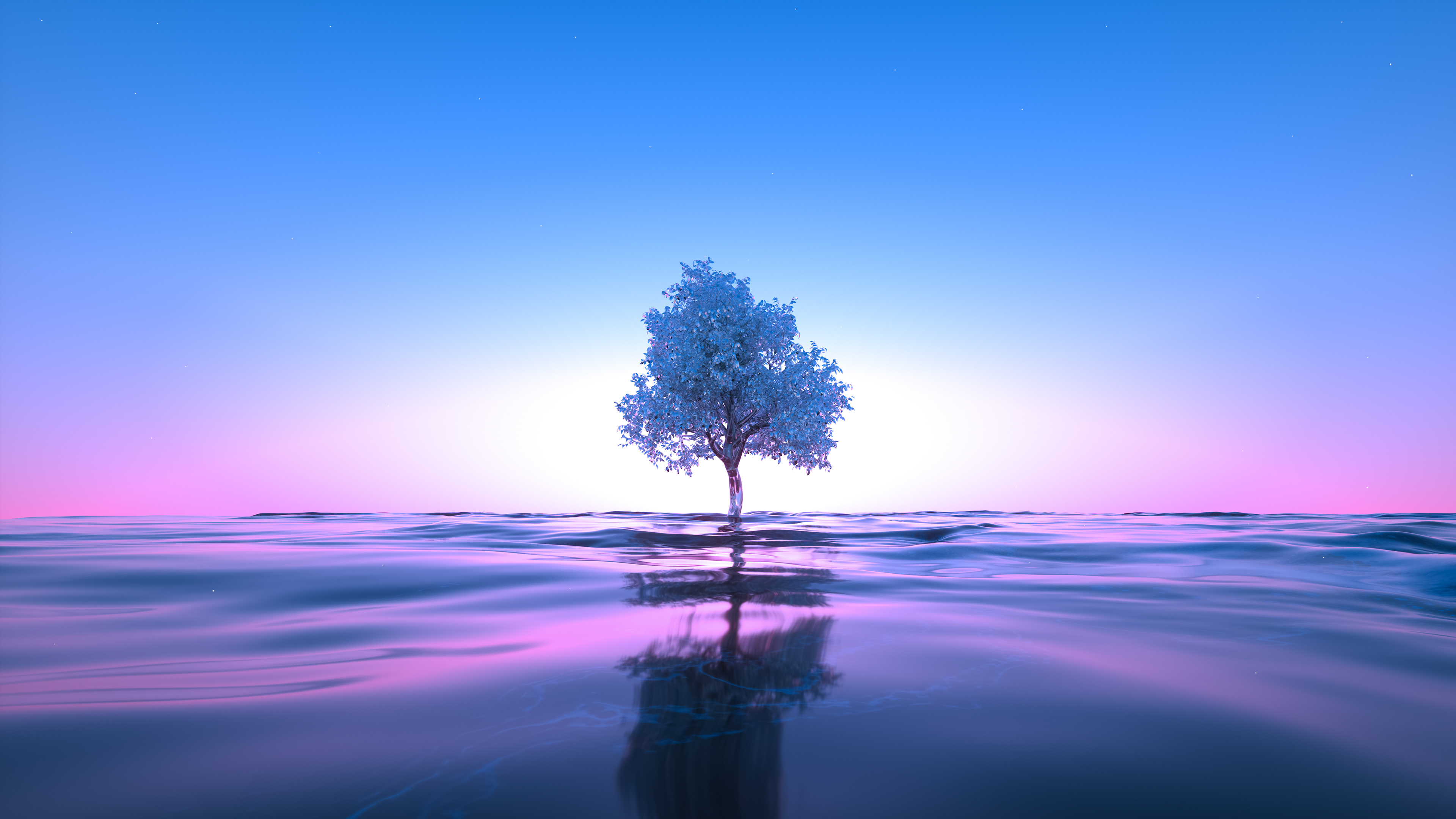 Tree wallpaper, Pink sky, Nature's beauty, Tranquil ambiance, 3840x2160 4K Desktop