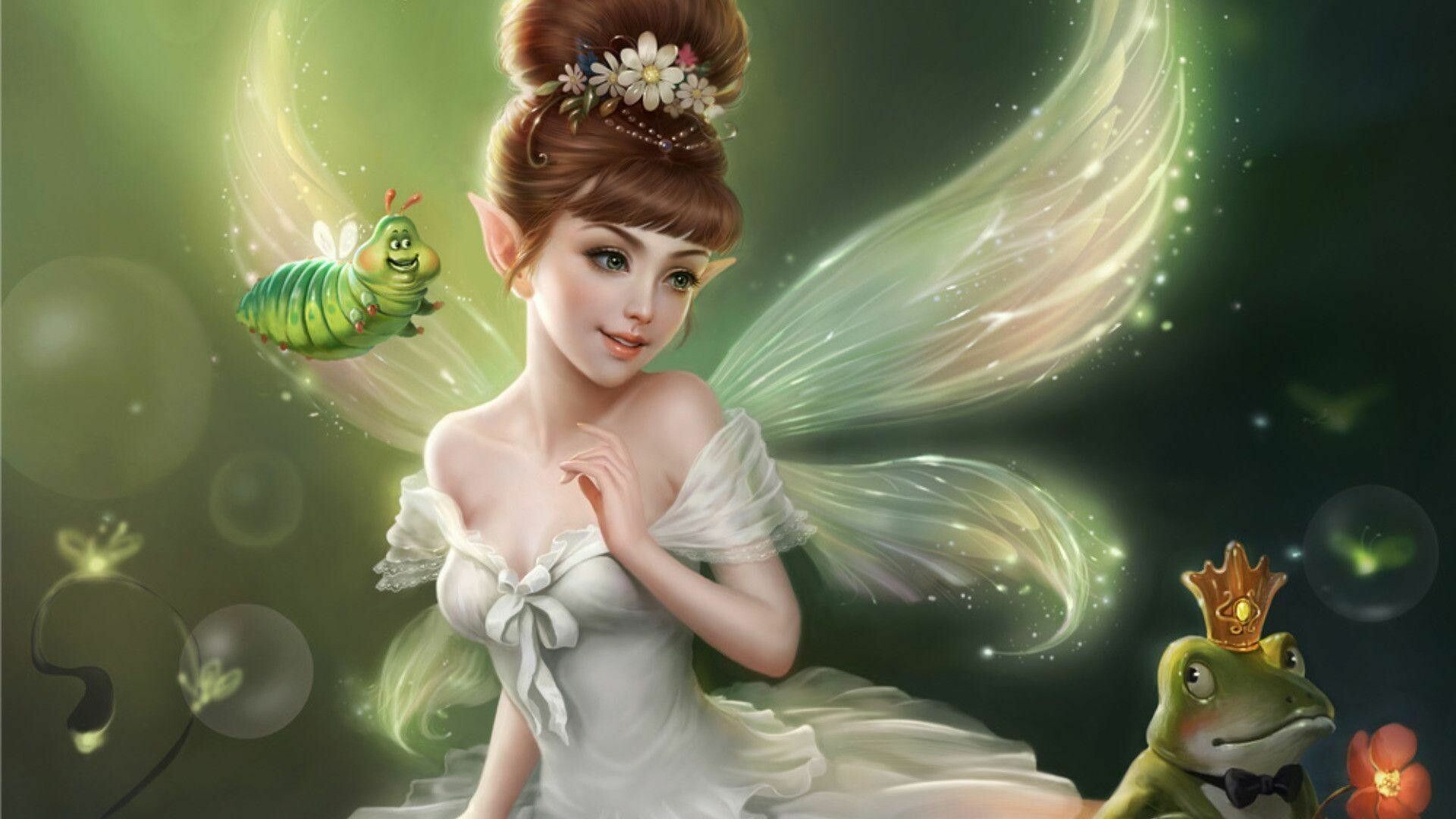 Fairy: A creature with humanlike, fluid personality characteristics. 1920x1080 Full HD Background.