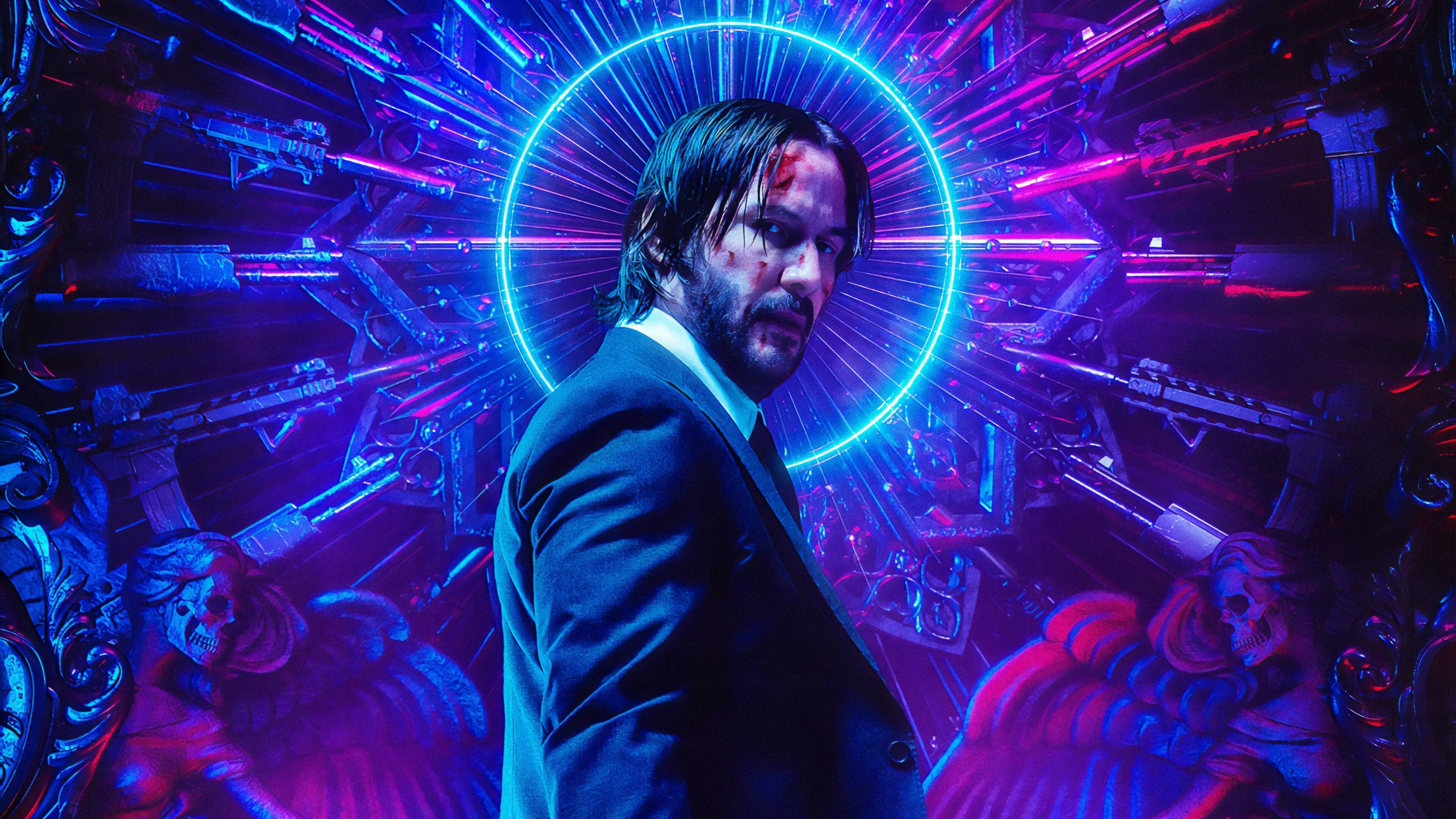 Keanu Reeves: An accomplished actor, John Wick film series. 3840x2160 4K Background.