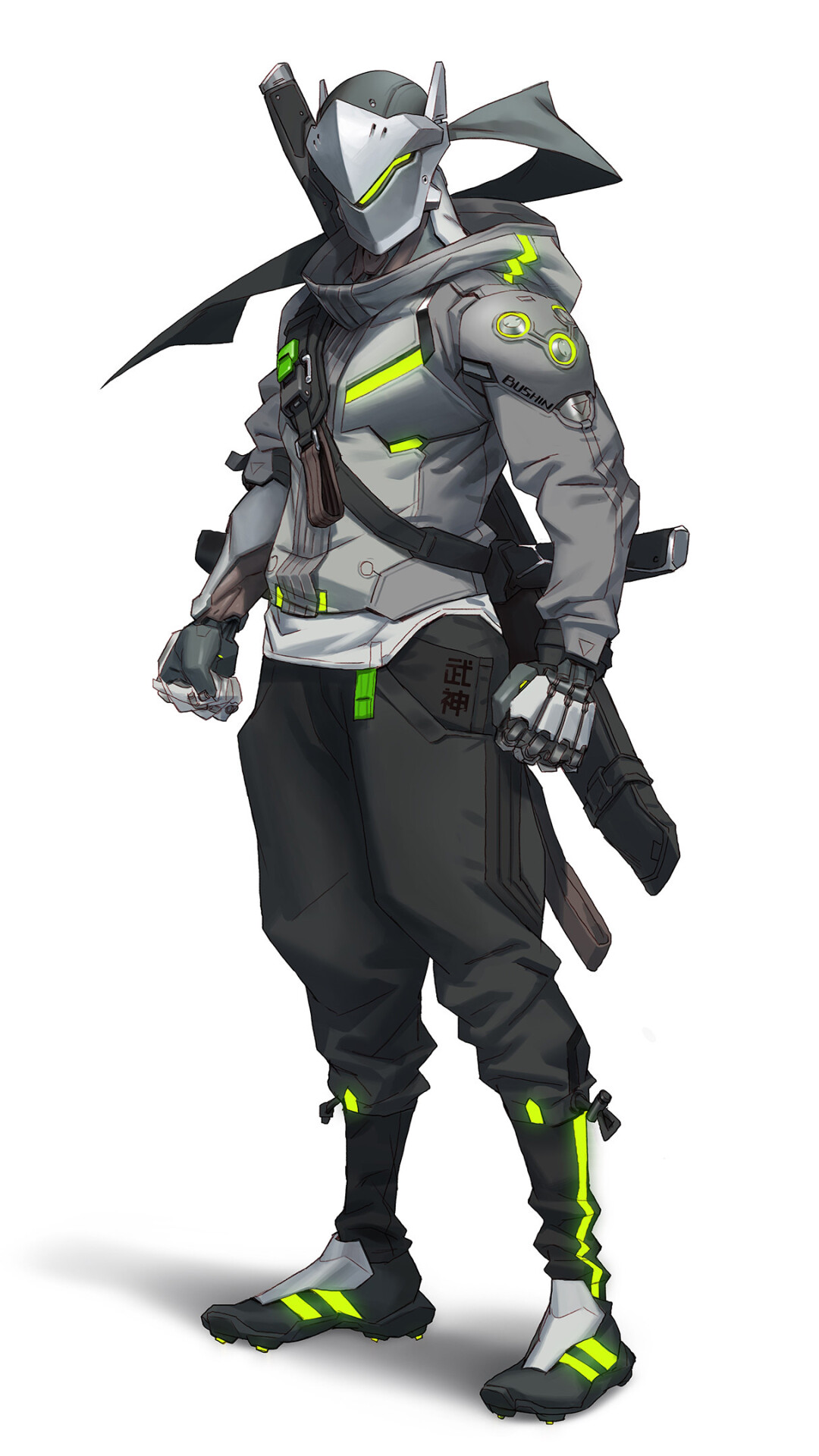 Genji: Dashes straight forward dealing damage to all enemies he passes through with Swift Strike. 1080x1920 Full HD Background.