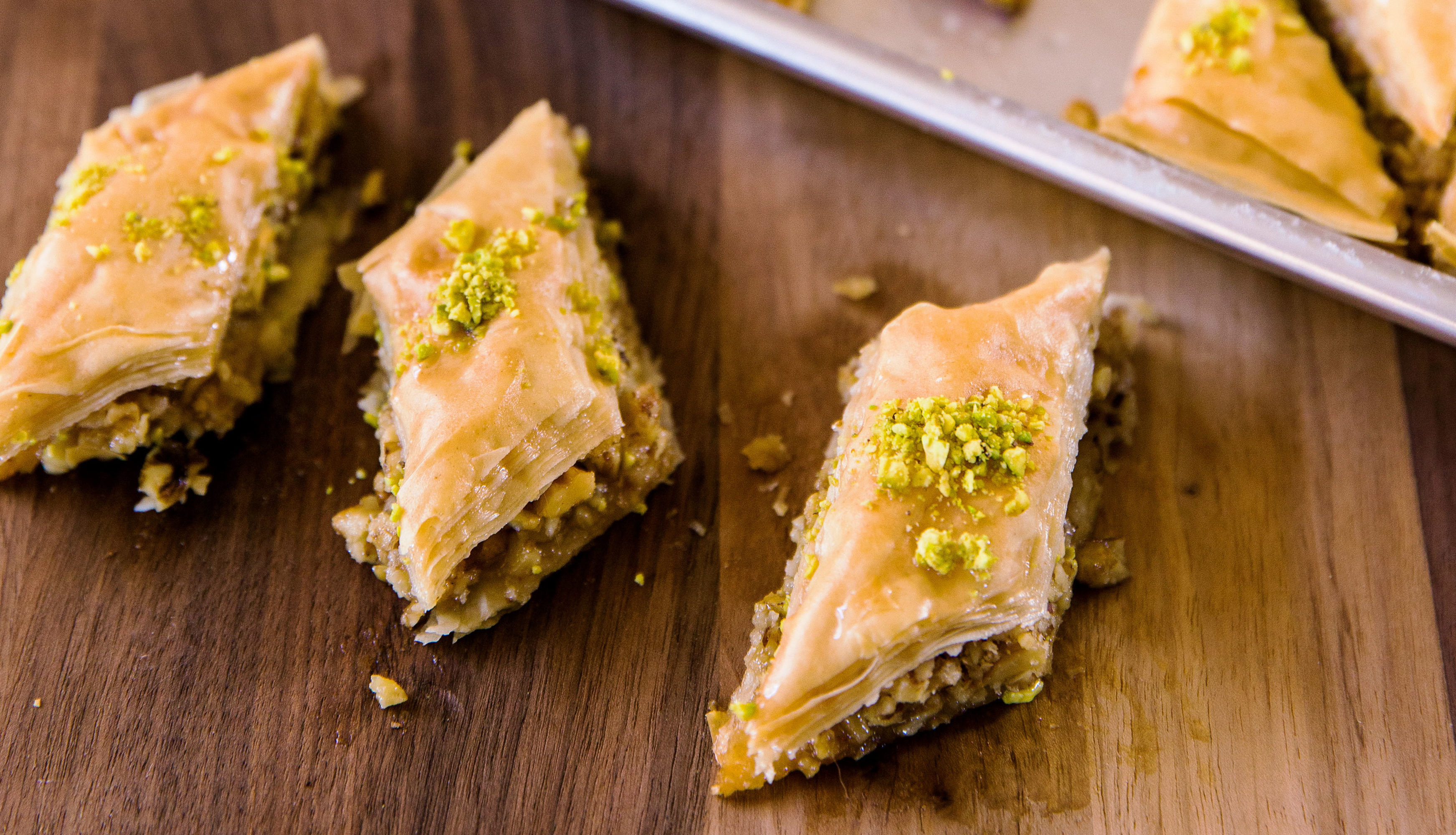 Baklava: A layered pastry dessert made of filo pastry, Food. 3490x2000 HD Wallpaper.