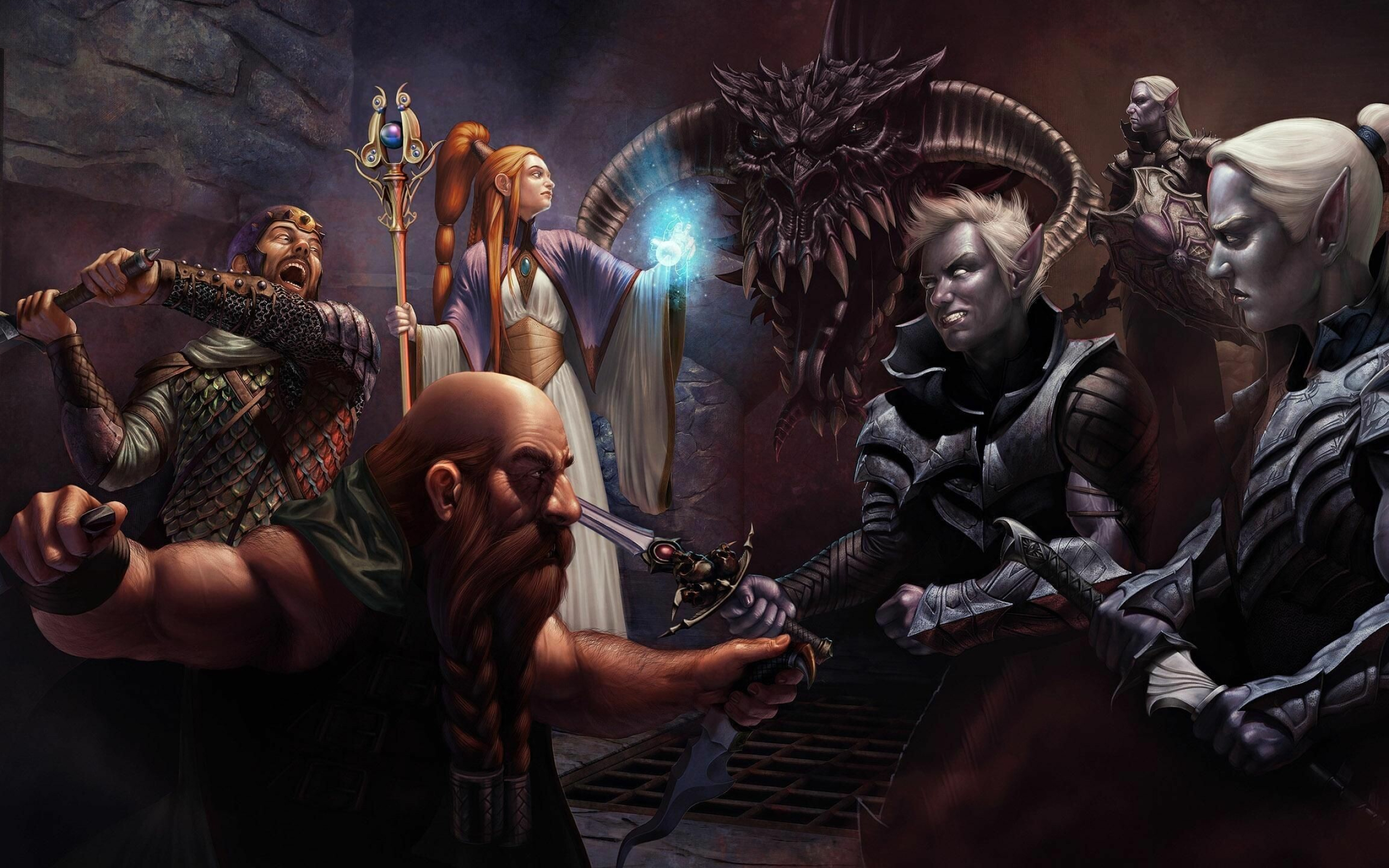 Dwarf: Game characters, Dark Elves, Dungeons and Dragons. 2560x1600 HD Background.
