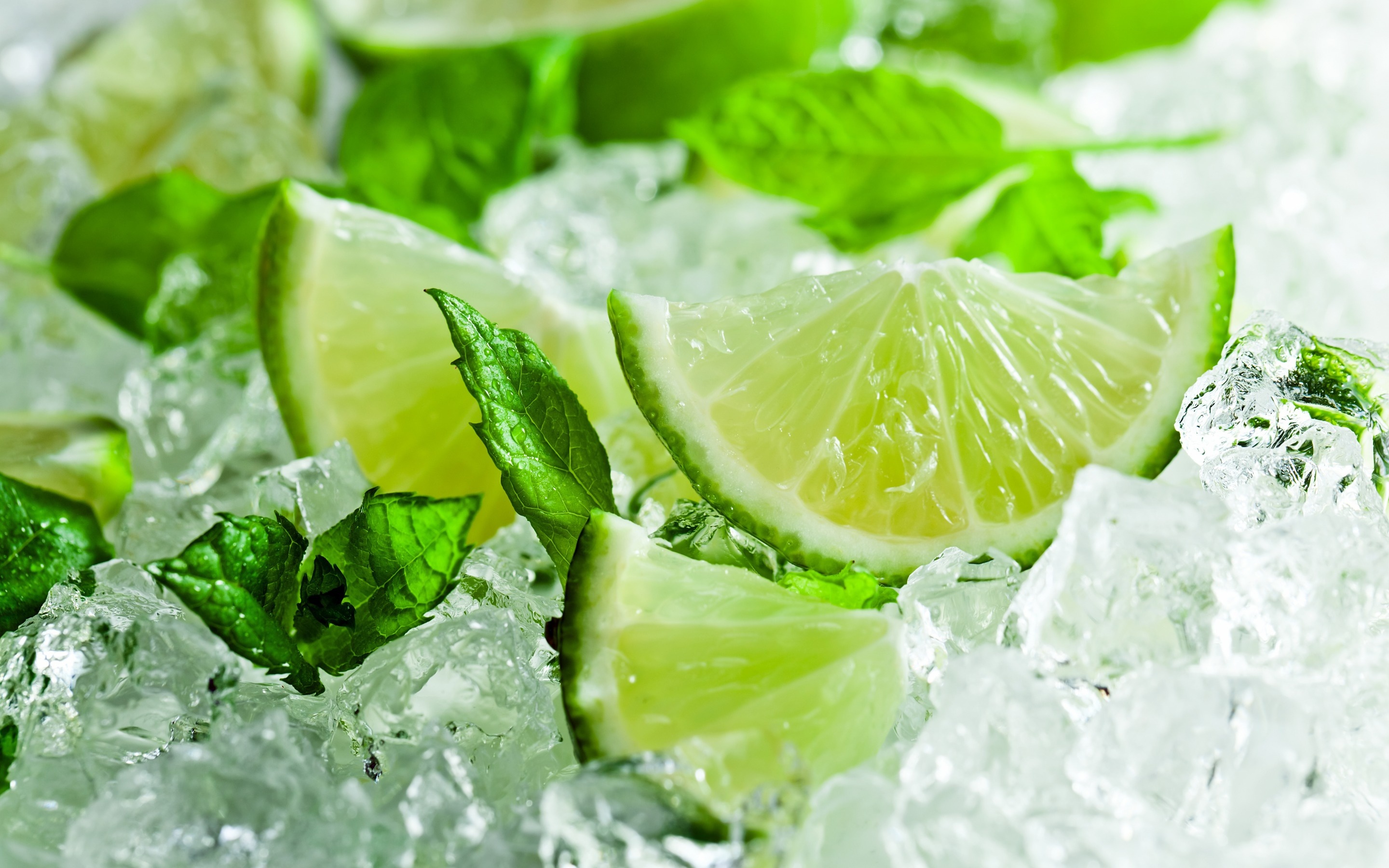 Mint-infused lime, Tropical freshness, Citrus on ice, High-quality resolution, 2880x1800 HD Desktop