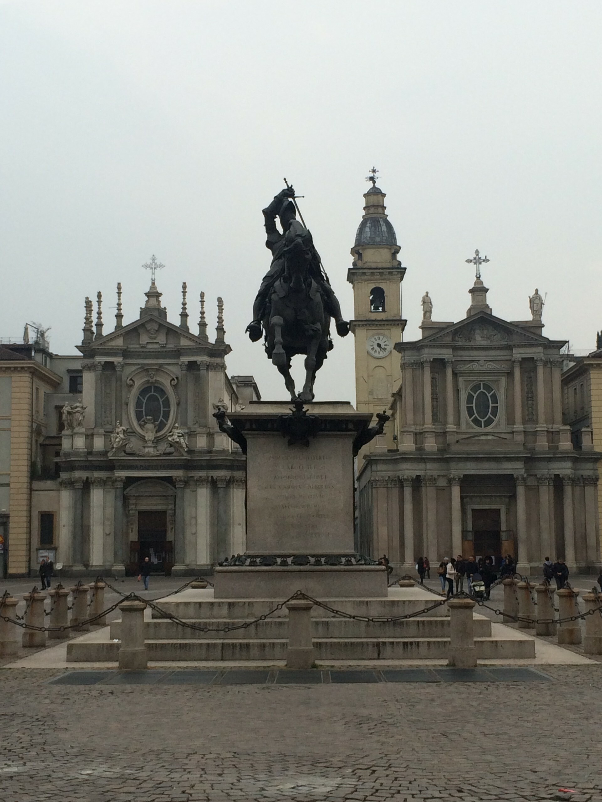 Turin: Piazza San Carlo, Santa Cristina, The equestrian monument to Emmanuel Philibert. 1920x2560 HD Wallpaper.