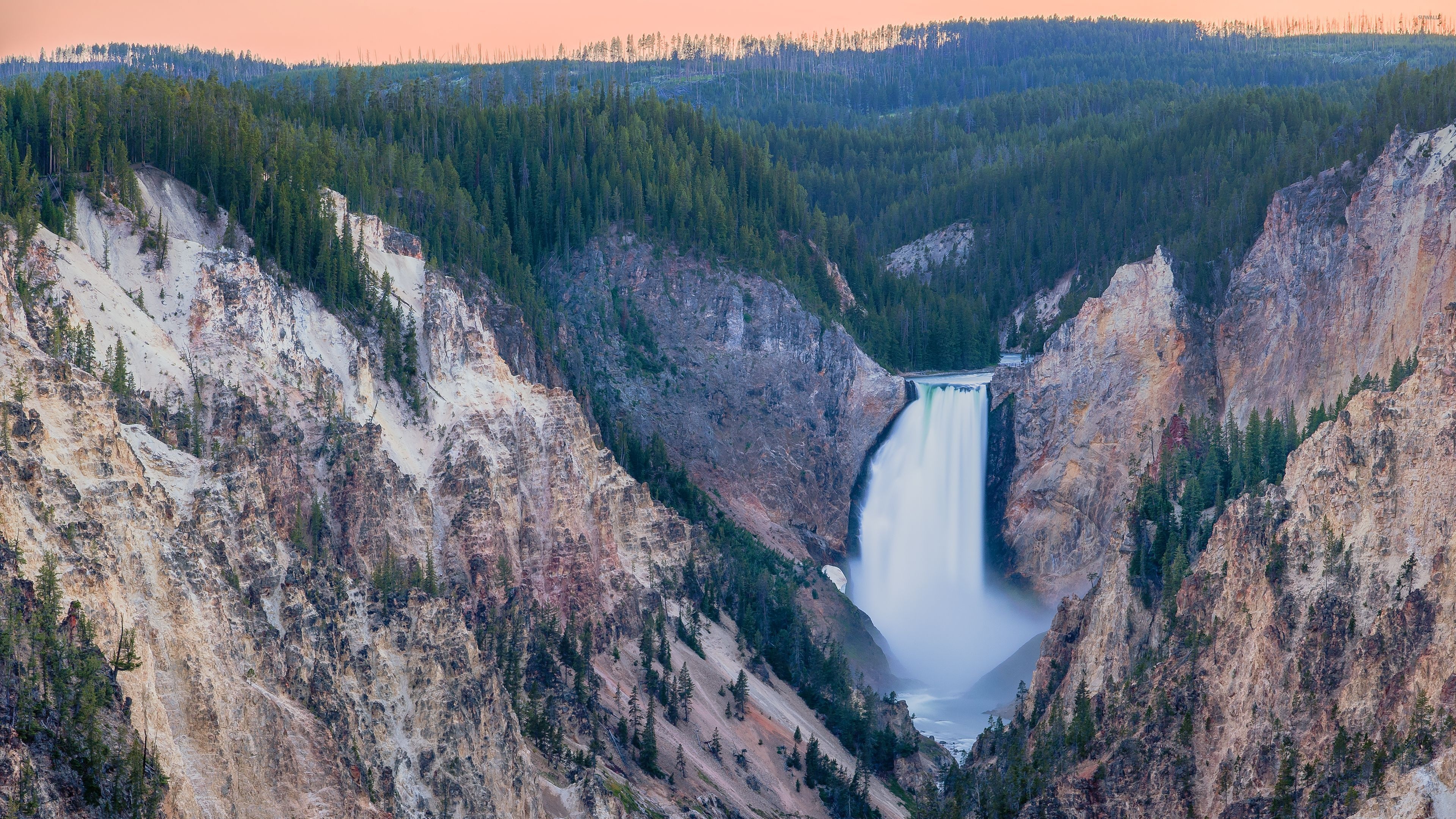 Yellowstone National Park, Majestic waterfalls, Captivating backgrounds, Nature's splendor, 3840x2160 4K Desktop