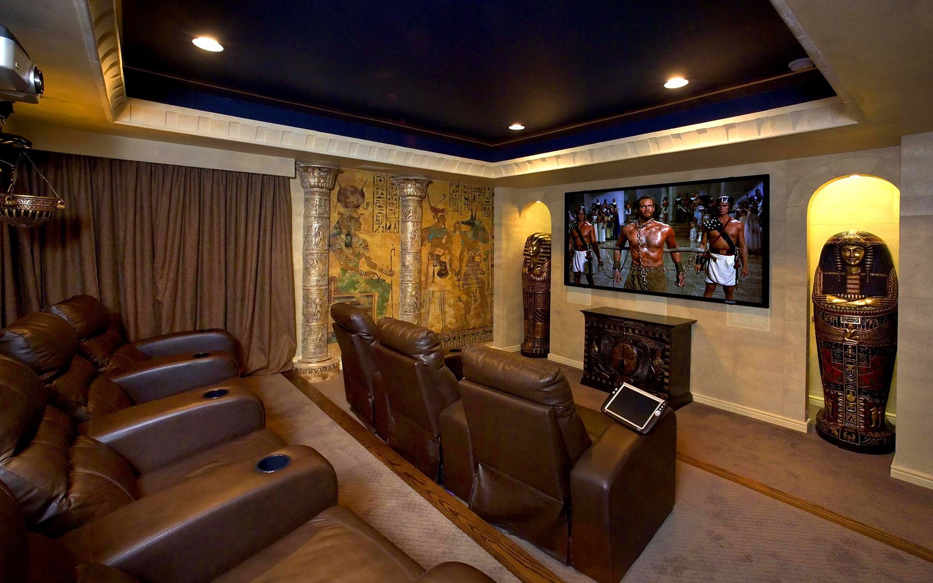Home theater rooms, Seating arrangement, Cozy setup, Intimate movie experience, 1920x1200 HD Desktop