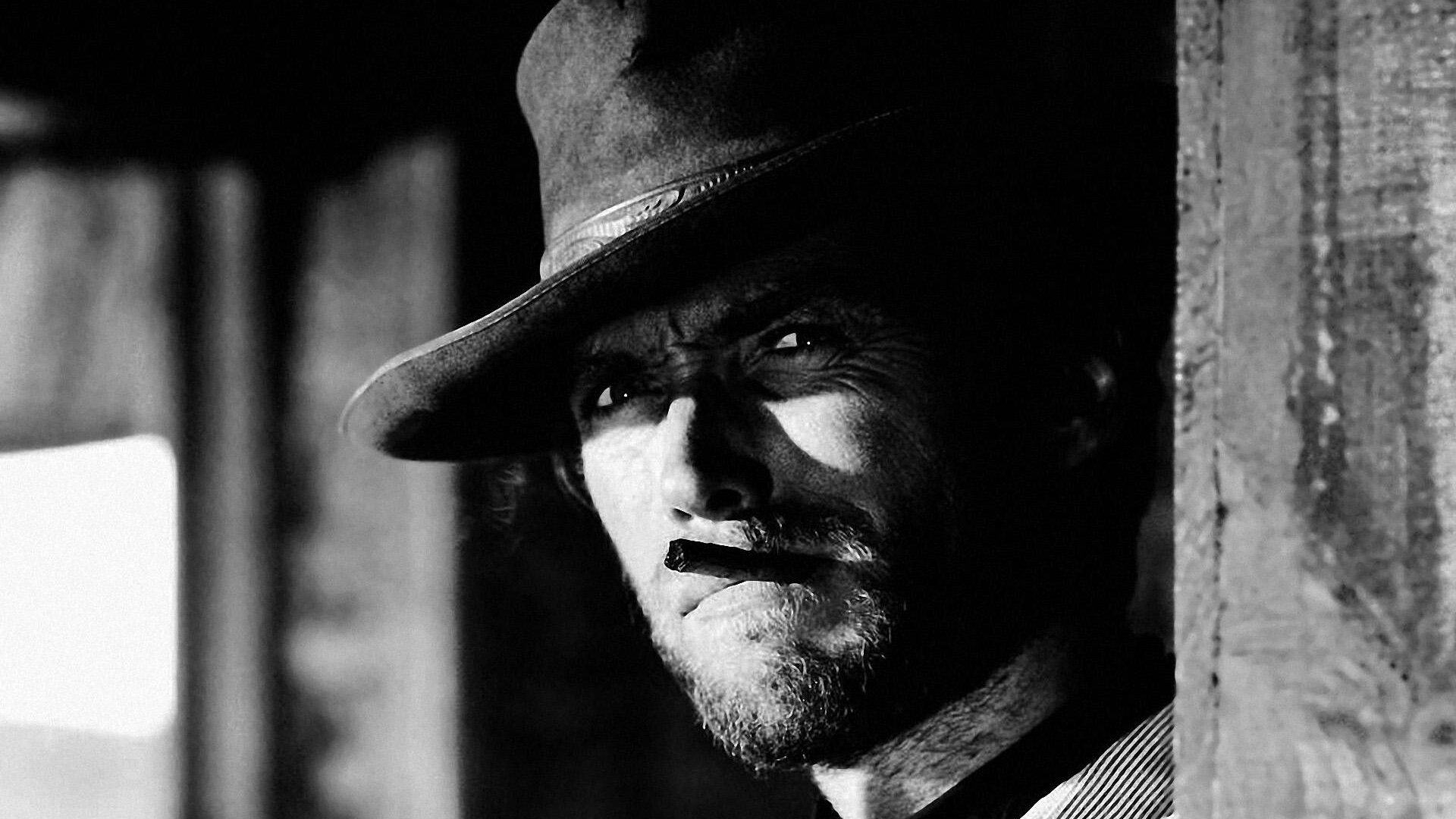 Clint Eastwood: Black-And-White, The 33rd Greatest Movie Character Of All Time, Gunslinger. 1920x1080 Full HD Wallpaper.