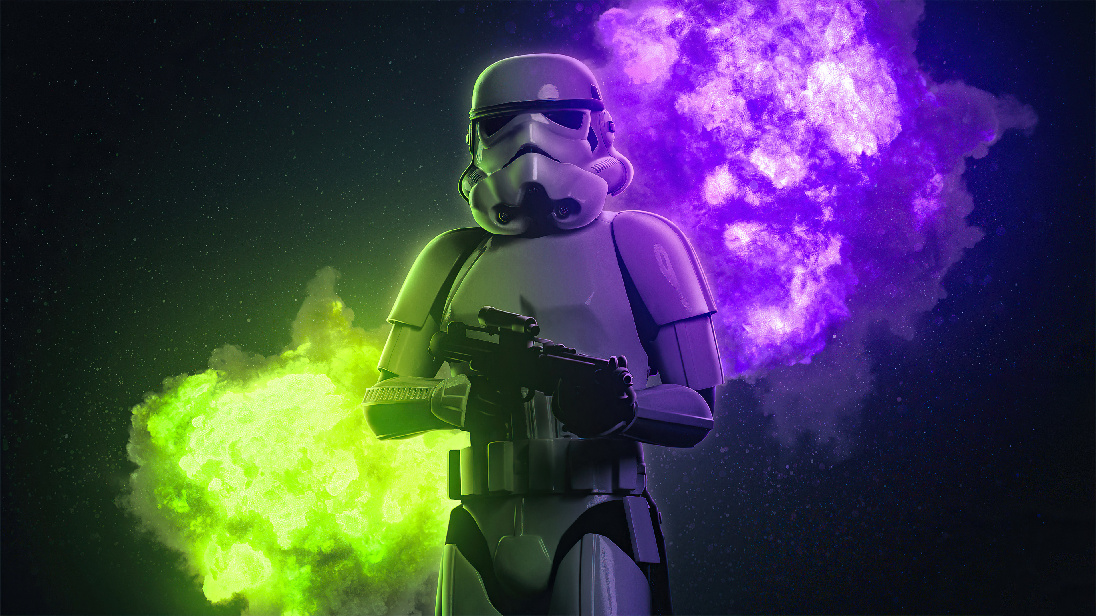 Stormtrooper, Green and Purple Smoke, 4K, Wallpaper, 3840x2160 4K Desktop