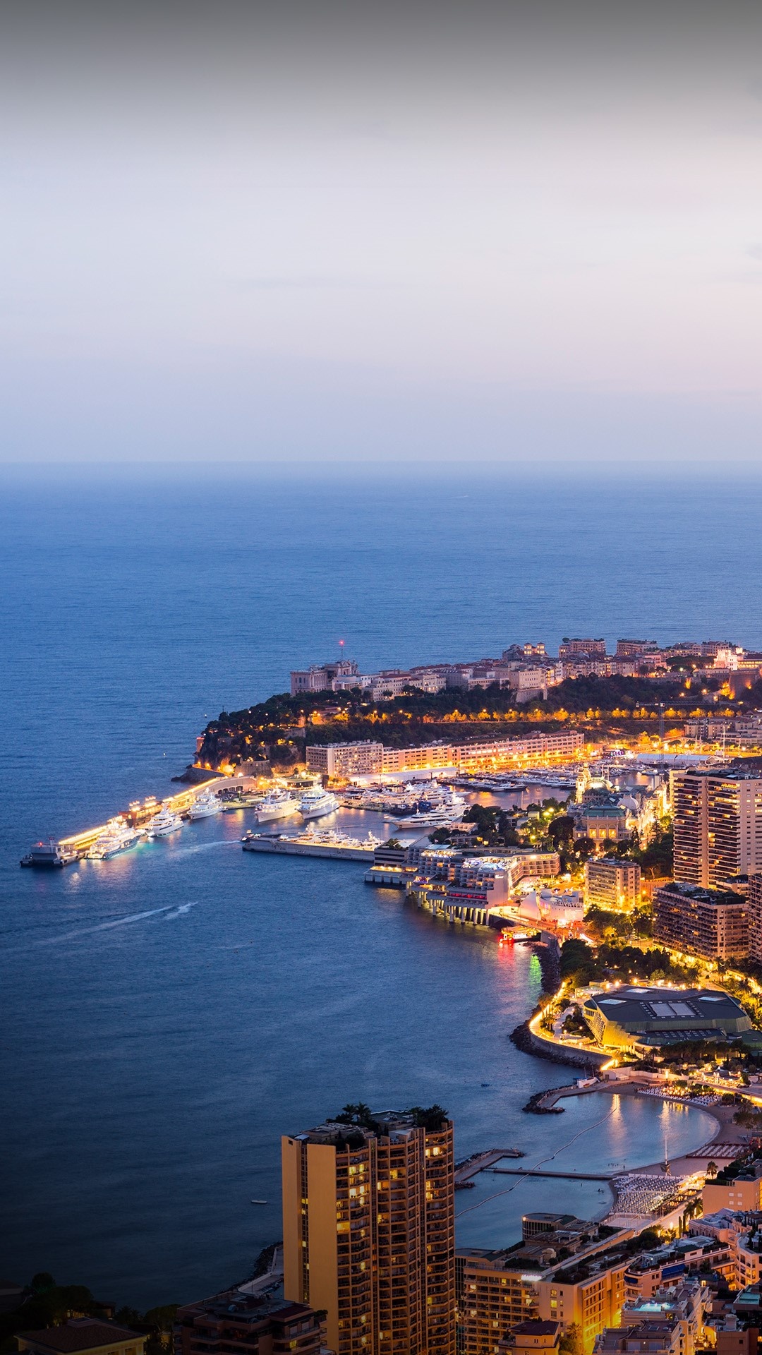 Monaco harbour at twilight, Monte Carlo, Wallpaper, Windows 10 spotlight images, 1080x1920 Full HD Phone