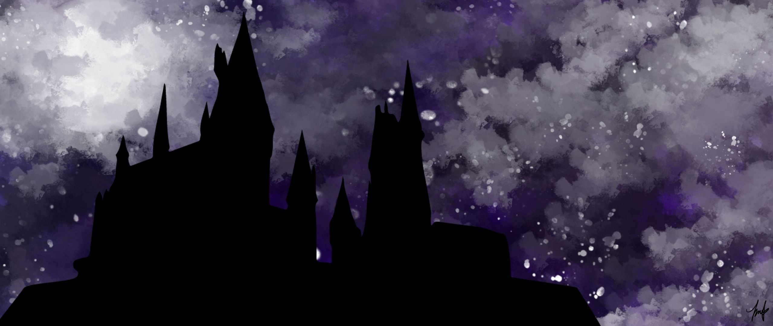 Hogwarts, Desktop wallpaper, Harry Potter theme, 2560x1080 Dual Screen Desktop