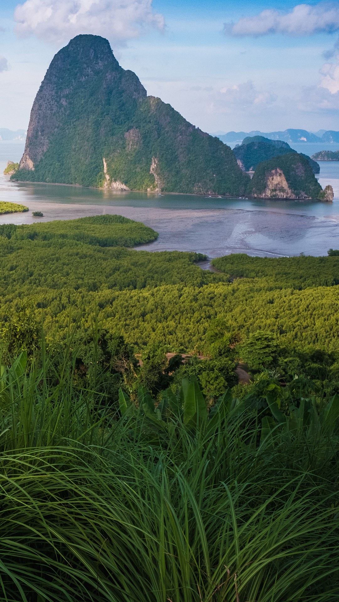 Limestone mountains, Phang Nga Bay beauty, Windows 10 spotlight, Serene sanctuary, 1080x1920 Full HD Handy