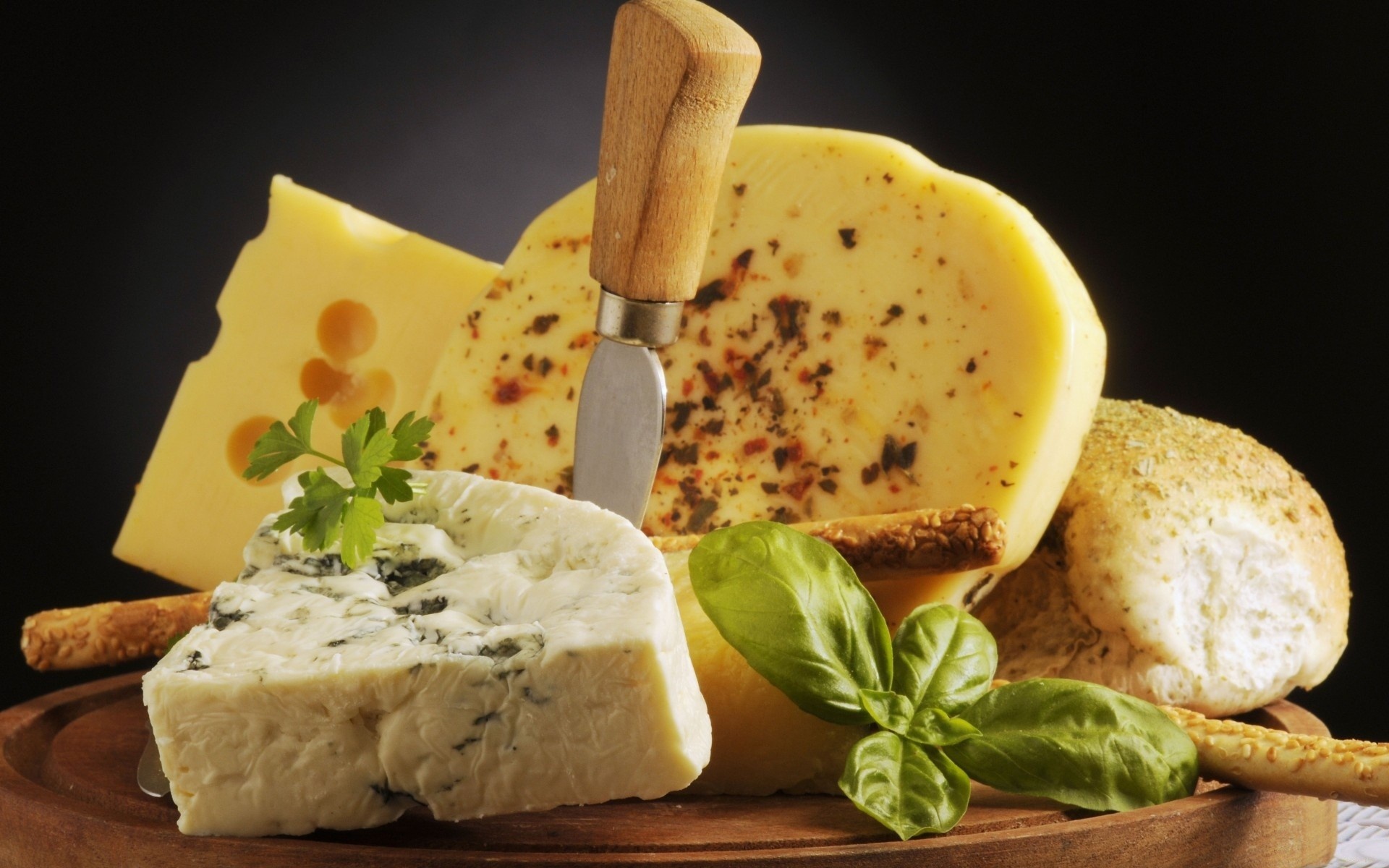 Cheese: Roquefort or Gorgonzola, has distinctive blue veins caused by the introduction of mold. 1920x1200 HD Background.