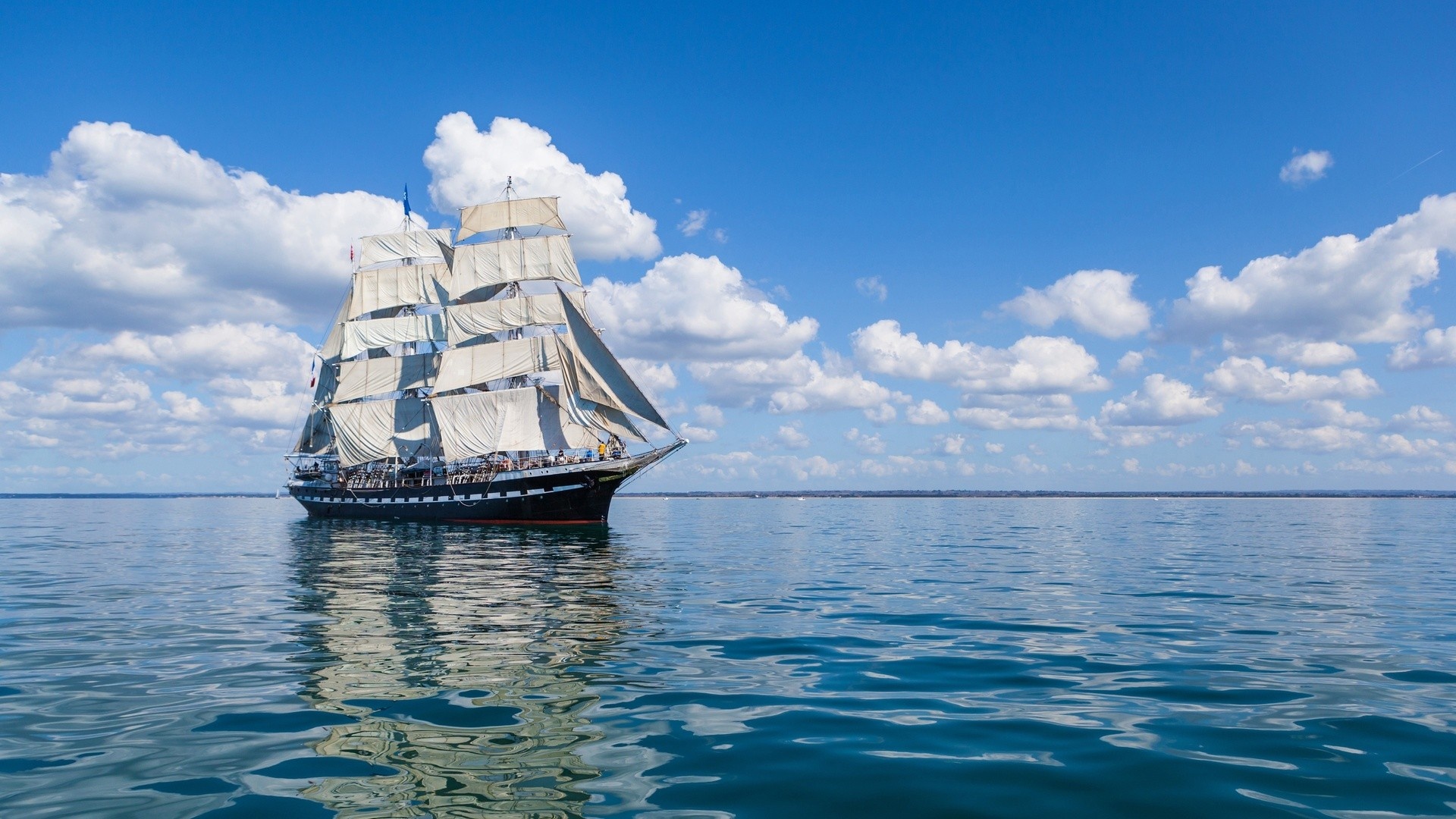 Windjammer: A watercraft, Uses the power of wind to propel the vessel, Sailing cruises. 1920x1080 Full HD Background.