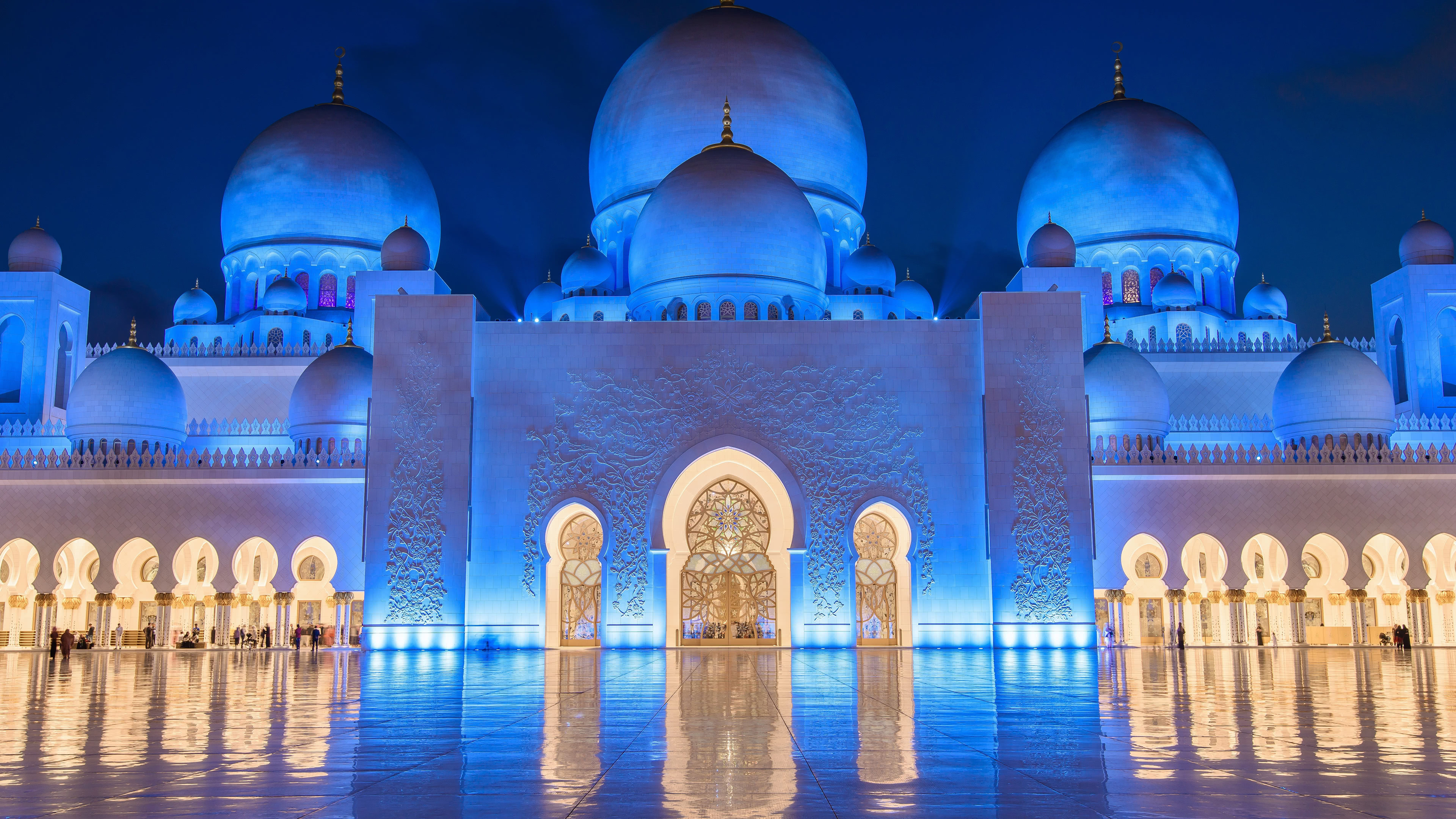 Abu Dhabi, Sheikh Zayed Mosque, Night view, United Arab Emirates, 3840x2160 4K Desktop