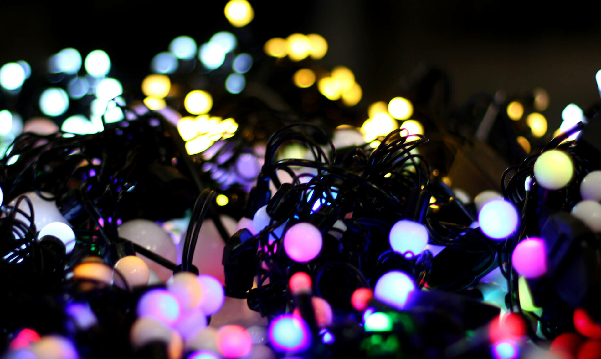 Christmas Lights: New Year garlands, Light sculptures are produced in typical holiday icons. 1920x1150 HD Wallpaper.