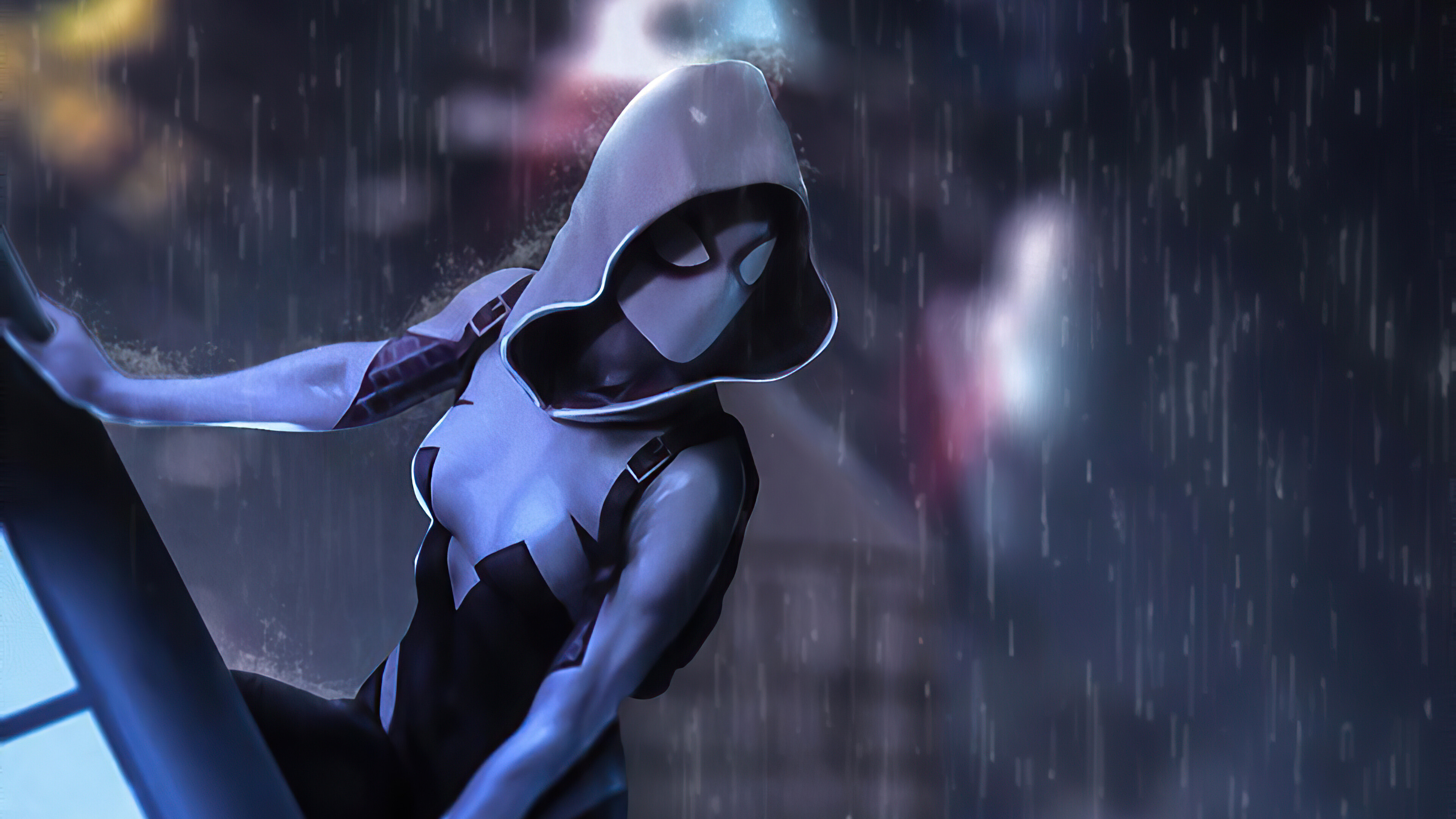 Gwen Stacy: Superheroes, Spider-Woman/Ghost-Spider, a variant of Spider-Man. 3840x2160 4K Wallpaper.