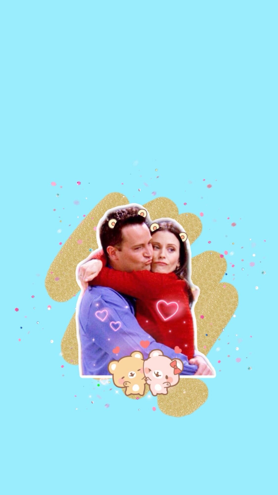 Friends (TV Series): Monica and Chandler, Fan art, Poster. 1130x2000 HD Background.