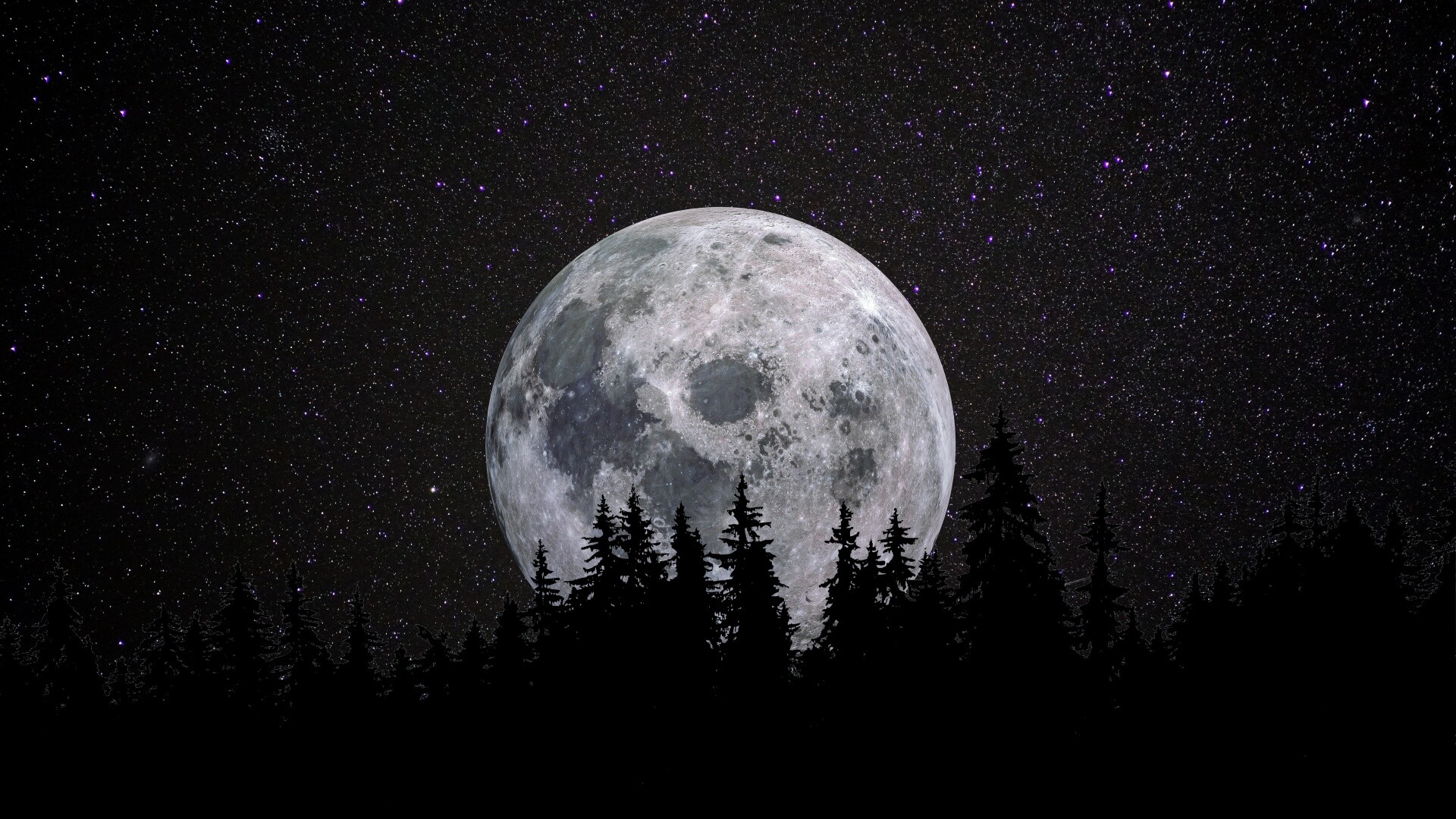 Moon: Supermoon, occurs when the Moon's orbit is closest to Earth. 1920x1080 Full HD Background.