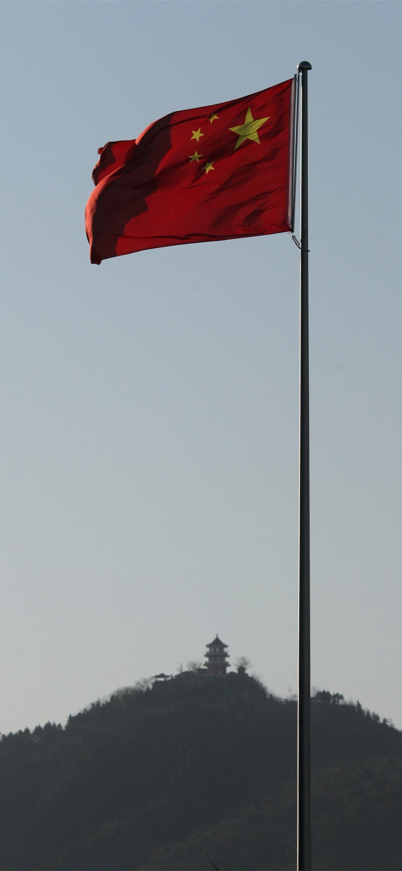 Flag: A Chinese red field with five golden stars charged at the canton. 1290x2780 HD Wallpaper.