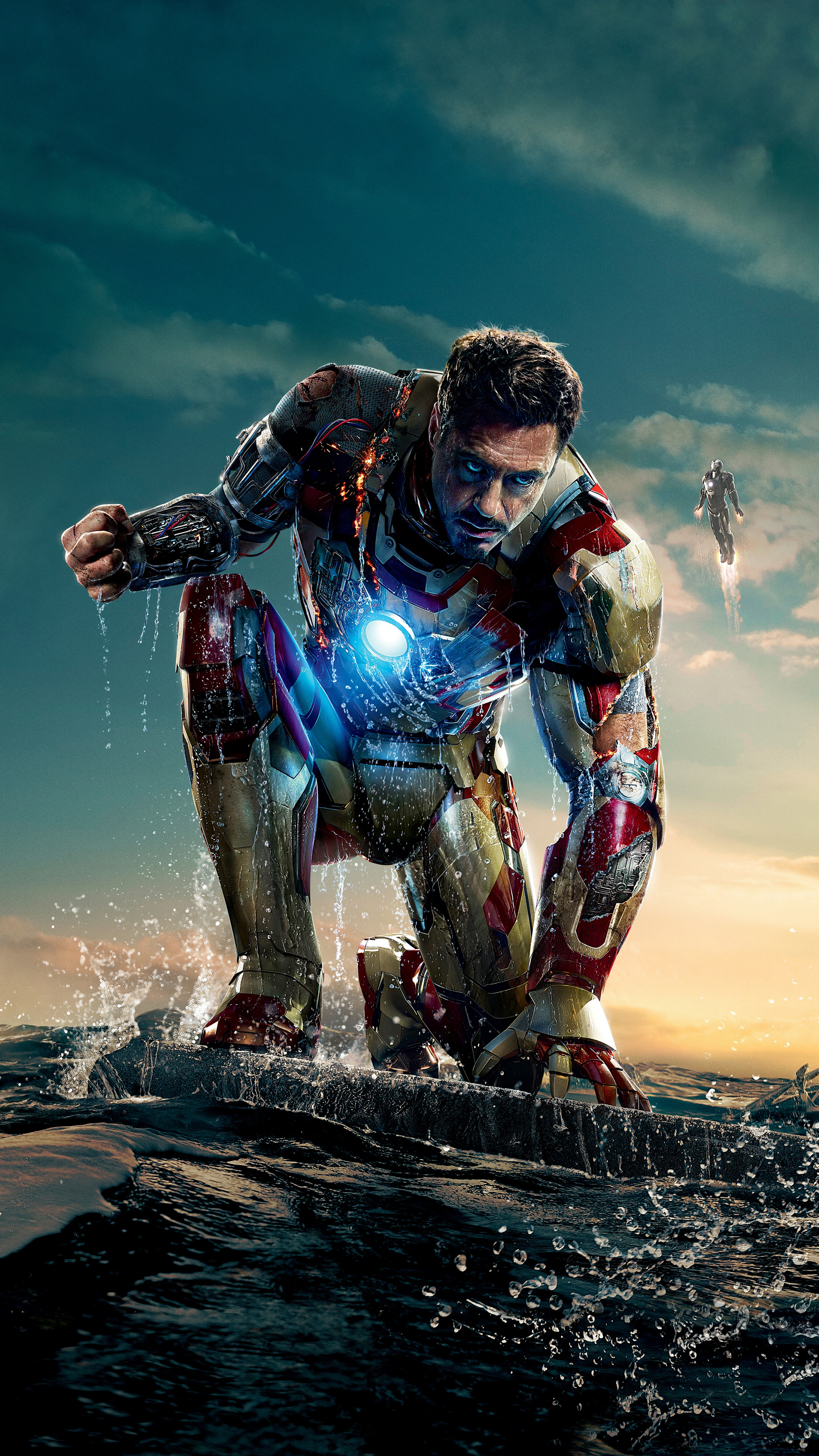 Iron Man: Robert Downey Jr., A 2013 American superhero film. 2160x3840 4K Background.