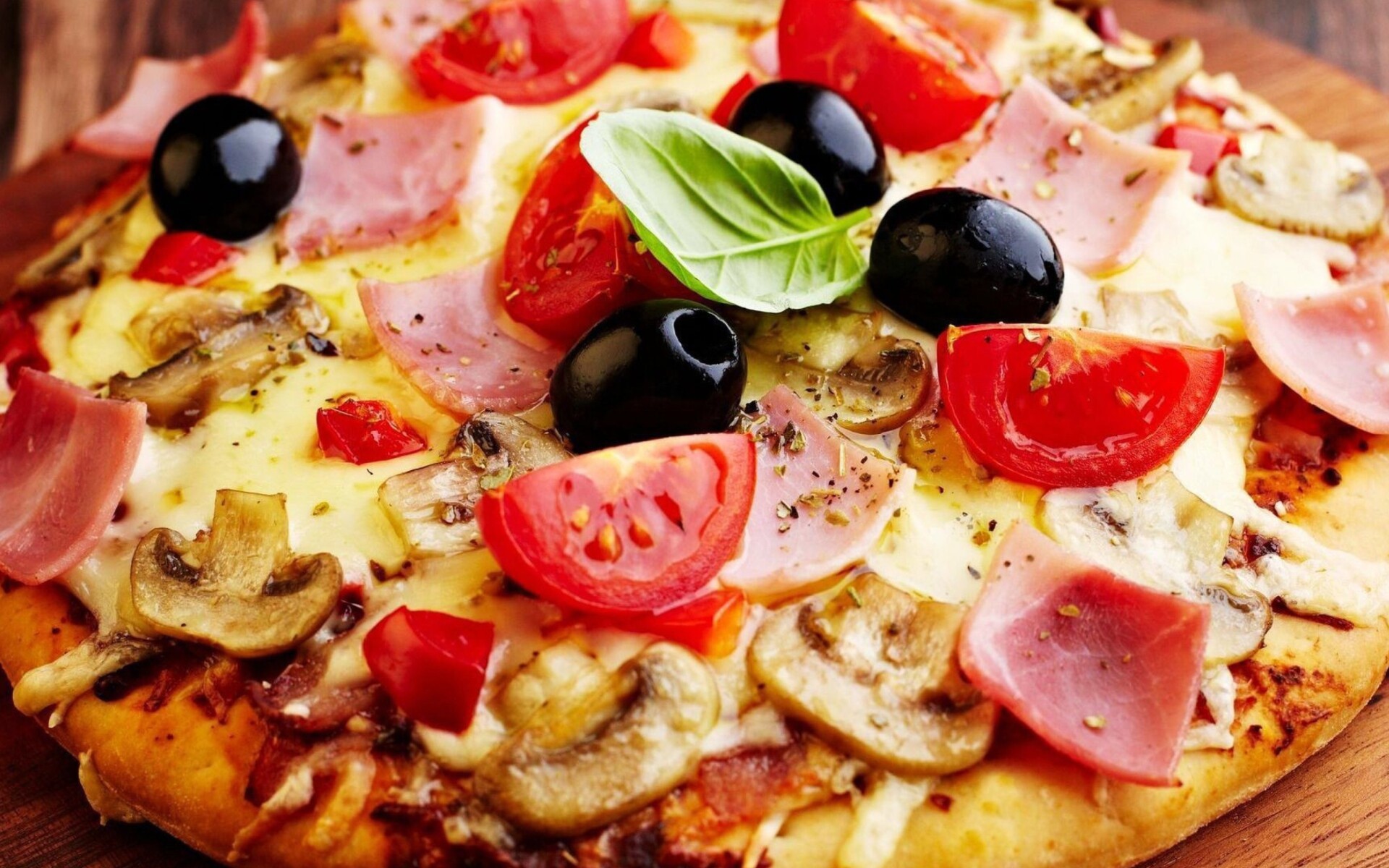Pizza: Italian dish, A shallow breadlike crust covered with toppings. 1920x1200 HD Wallpaper.
