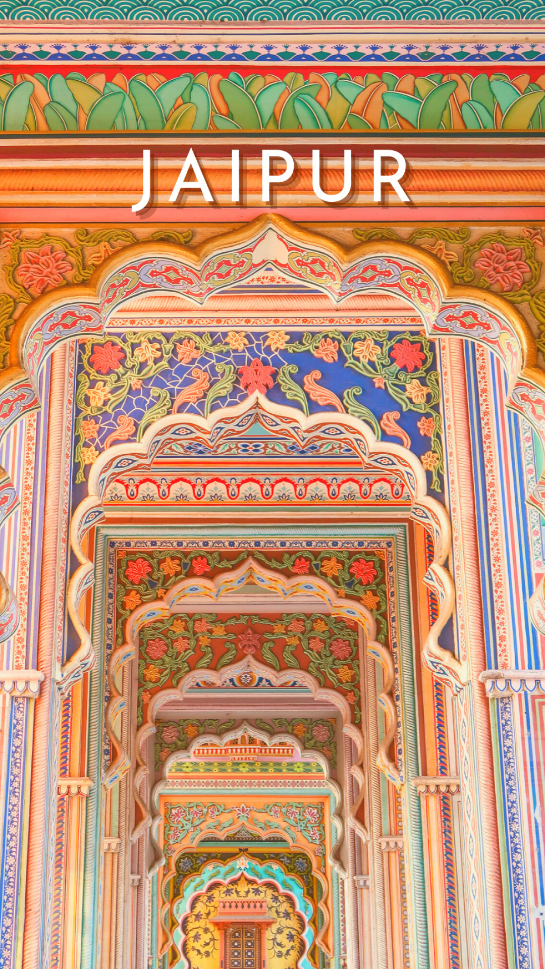 Jaipur, Beautiful Colorful Gate, Attraction Decor, Pillars Cultural, 1080x1920 Full HD Phone