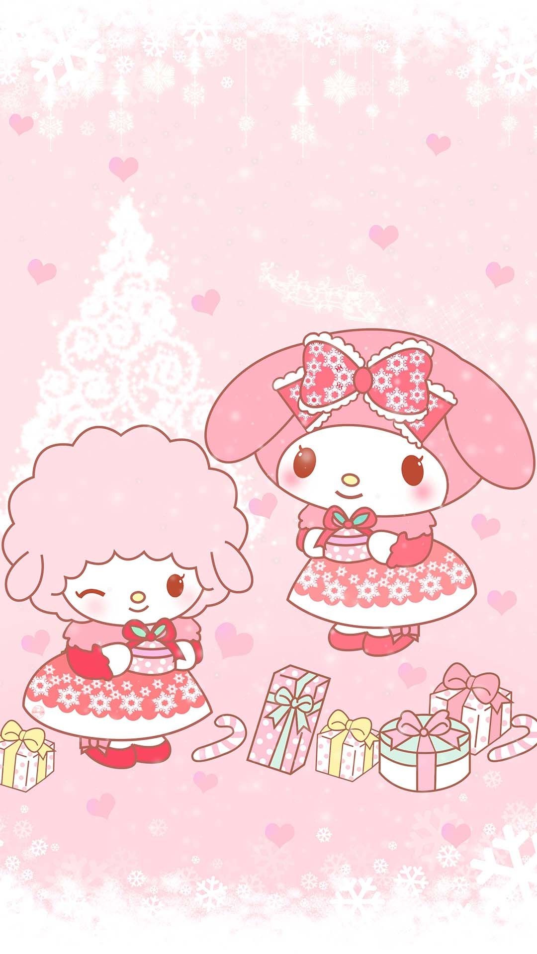 Hello Kitty Christmas, Festive holiday vibes, Cute cat character, Seasonal decorations, 1080x1920 Full HD Phone