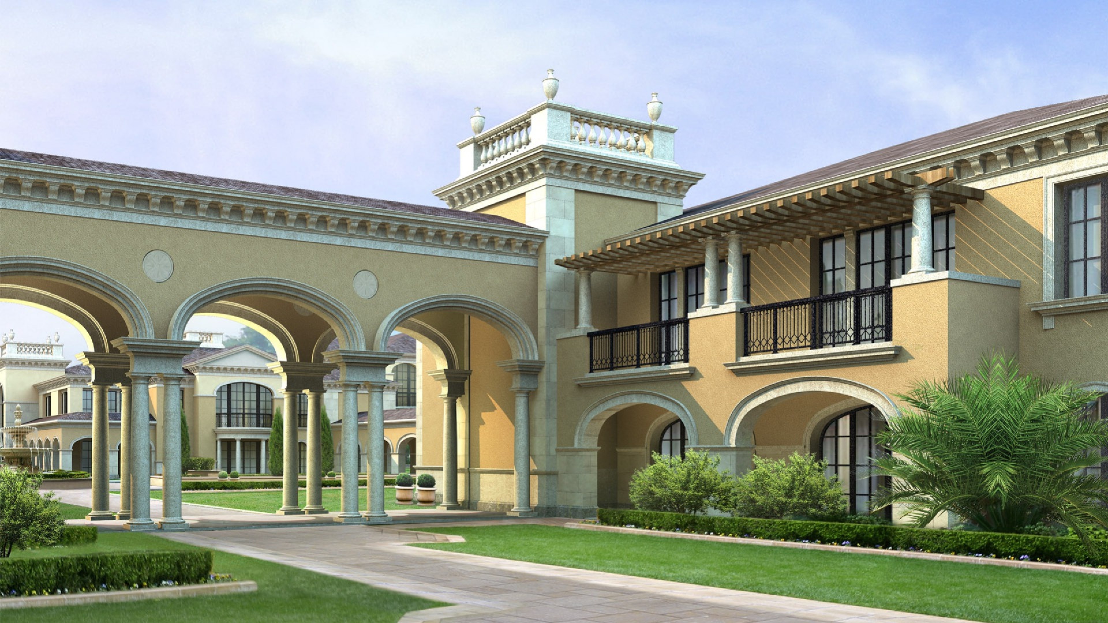Luxurious mansion, Lavish living, Elegant aesthetics, Architectural grandeur, 3840x2160 4K Desktop