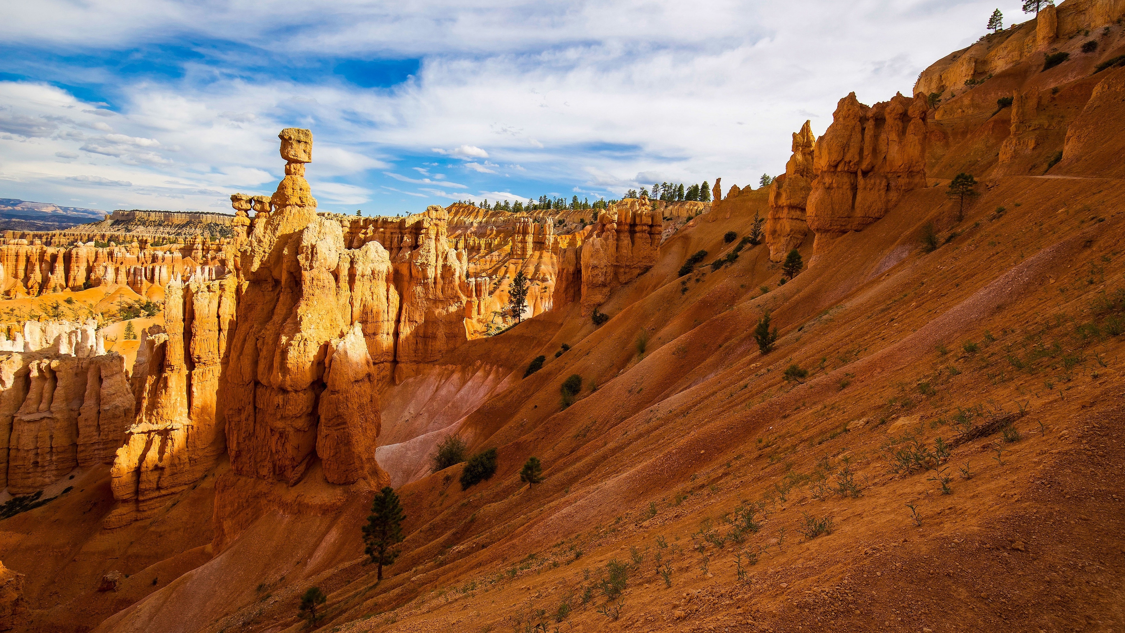 Clouds sunlight sky, Bryce Canyon, USA, Dual monitor resolution, 3840x2160 4K Desktop